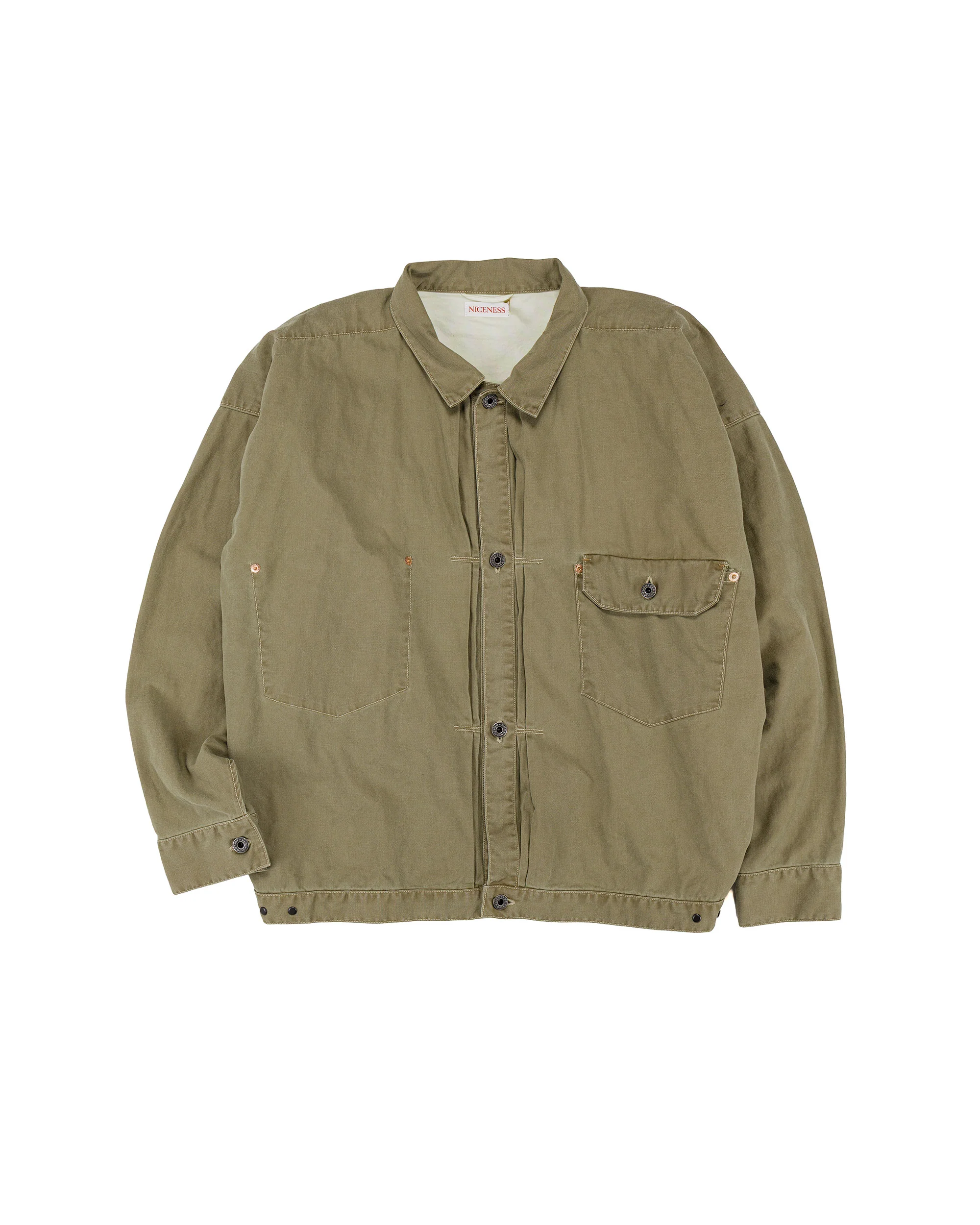 NICENESS H.Thornhill Vintage Treat Herringbone Trucker Khaki