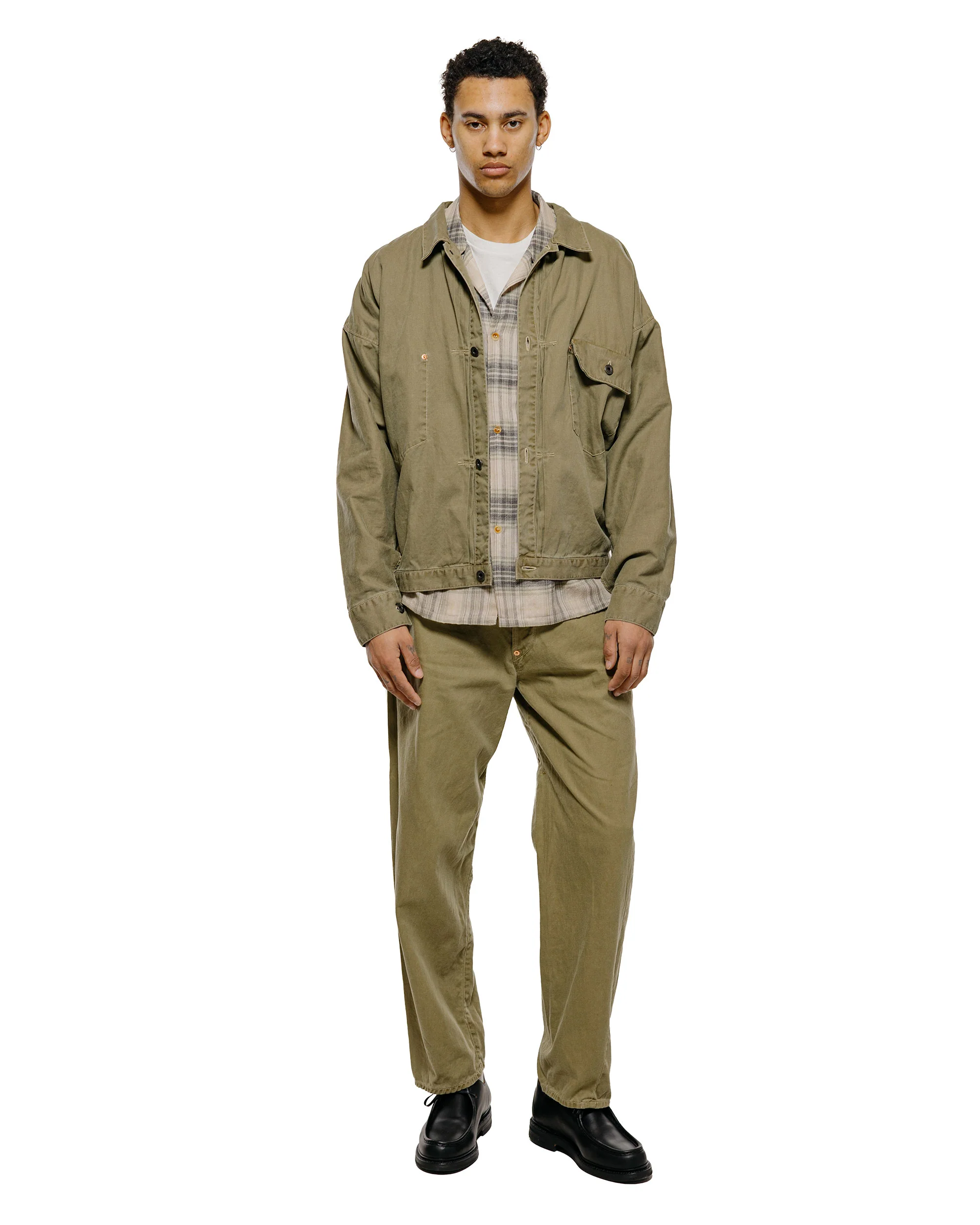 NICENESS H.Thornhill Vintage Treat Herringbone Trucker Khaki - Image 4
