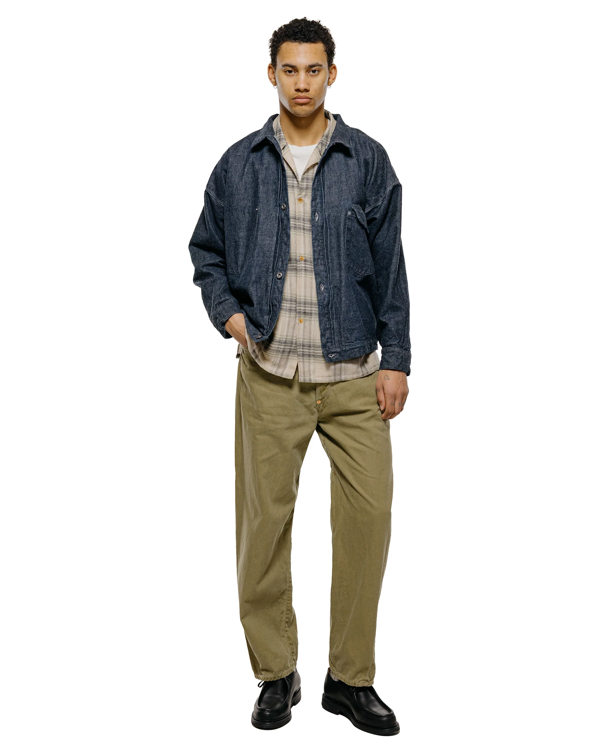 NICENESS Thornhill Raw Denim Tracker Jacket Indigo - Image 4