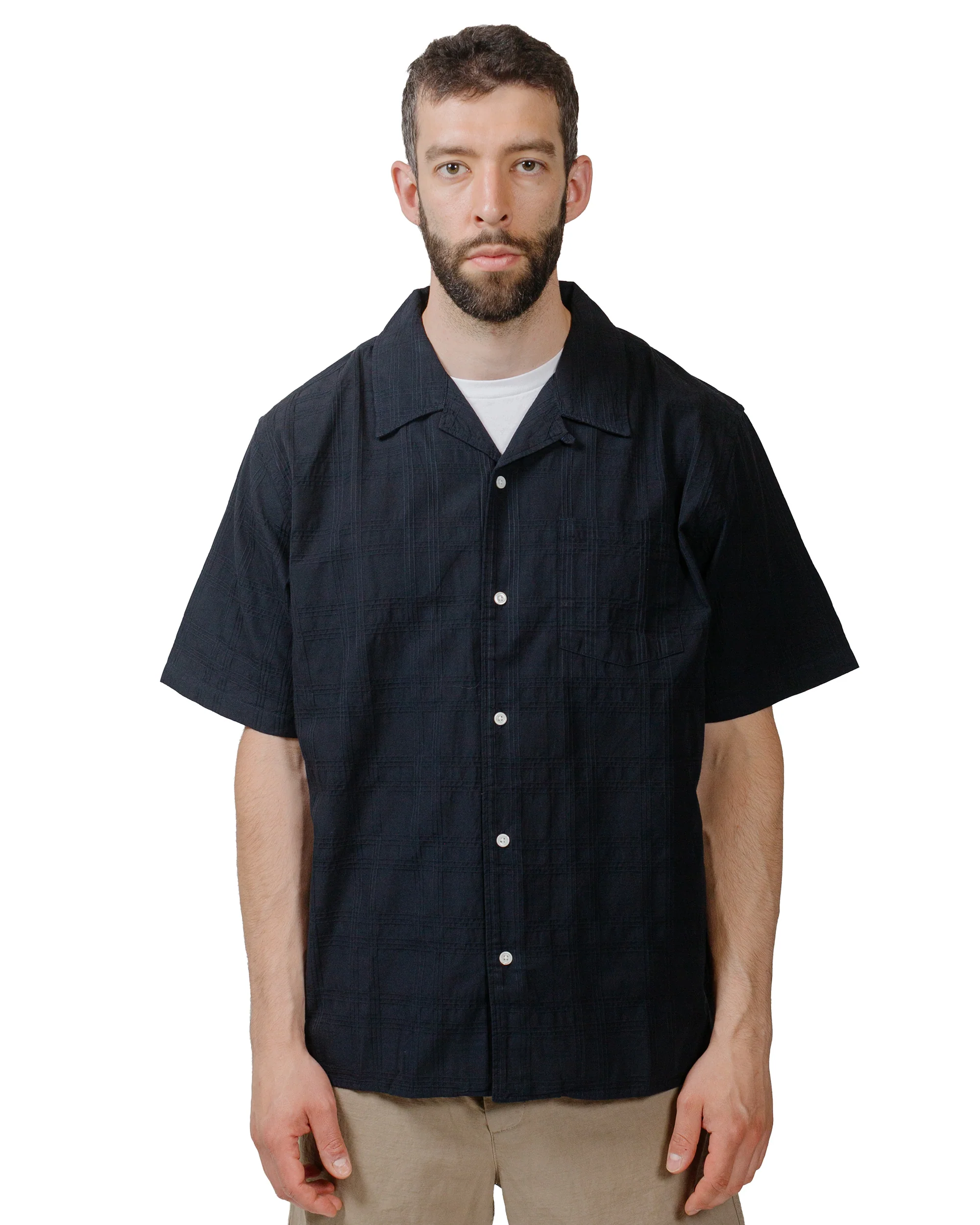 Norse Projects Carsten Relaxed Dobby Check Shirt Dark Navy - Image 2