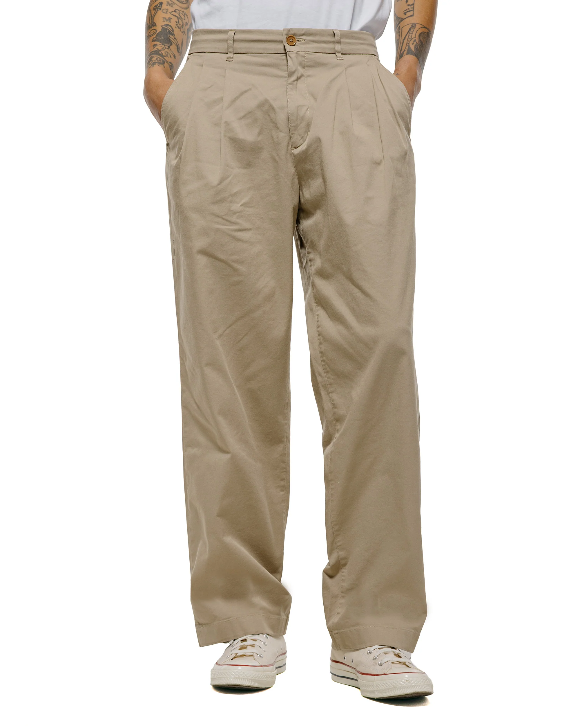 Norse Projects Hestur Relaxed Twill Pleated Trouser Light Khaki - Image 2