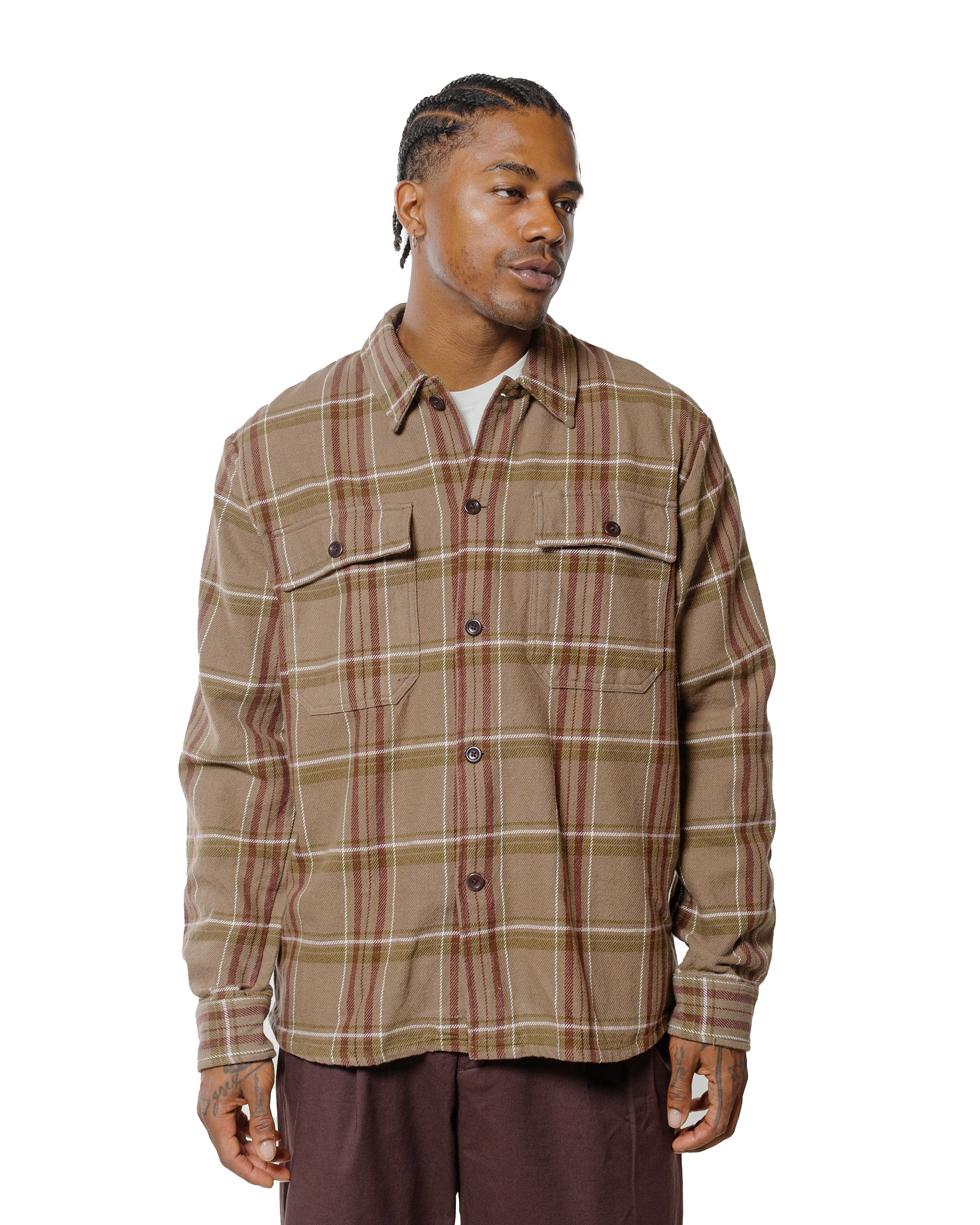 Norse Projects Hjalmer Heavy Twill Check Overshirt Walnut - Image 2