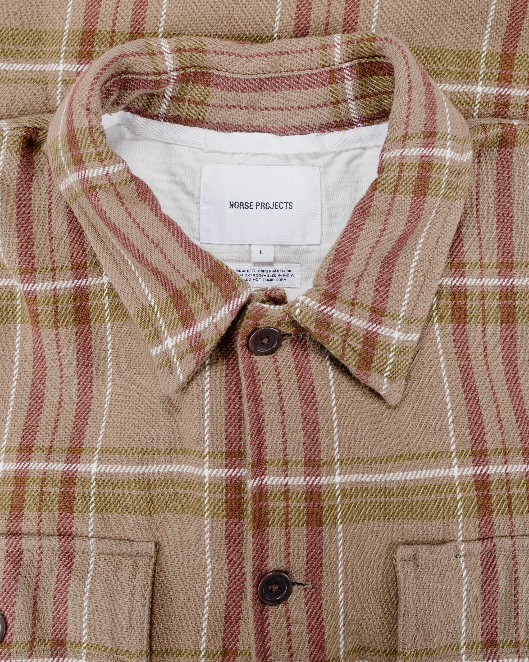 Norse Projects Hjalmer Heavy Twill Check Overshirt Walnut - Image 5