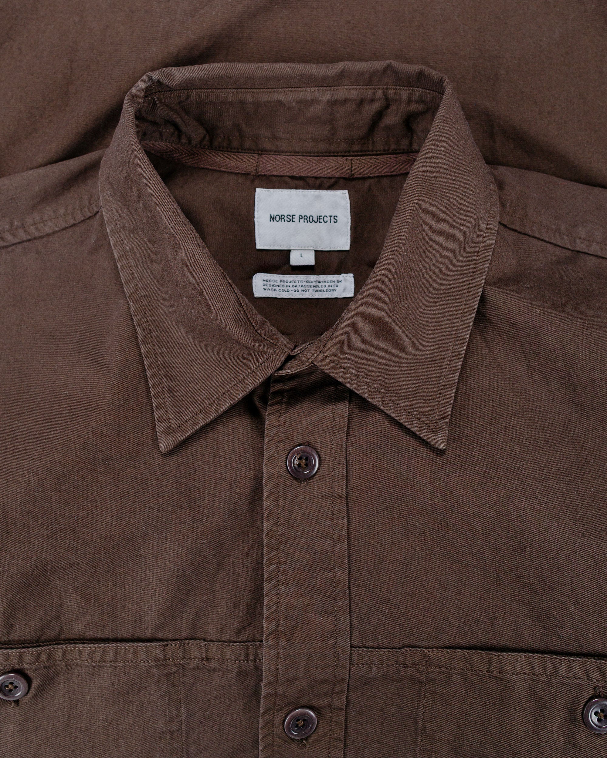 Norse Projects Julius Mineral Dyed Overshirt Shirt Espresso - Image 5