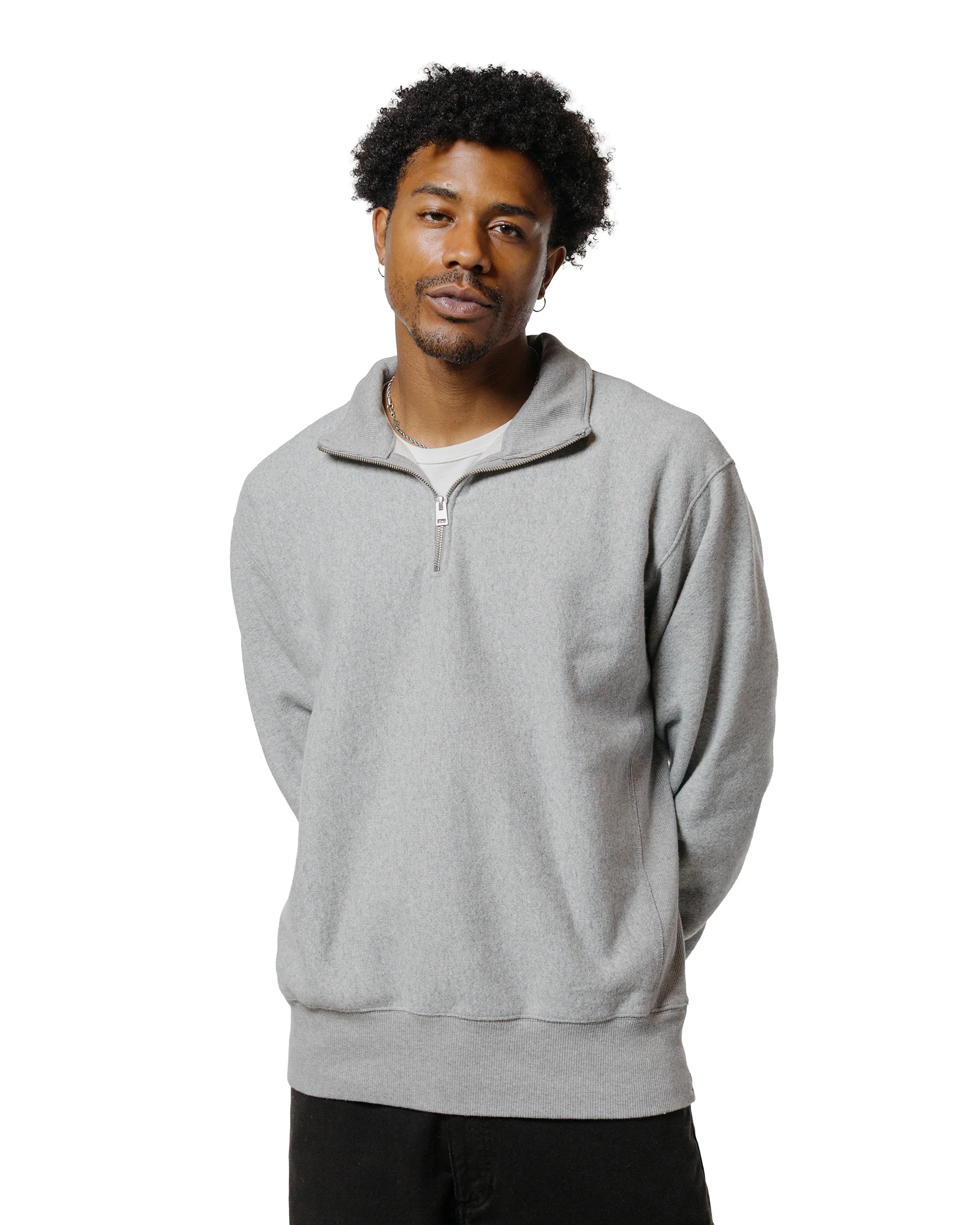 Norse Projects Ketel Relaxed Cotton Wool Half Zip Sweatshirt Grey Melange - Image 2