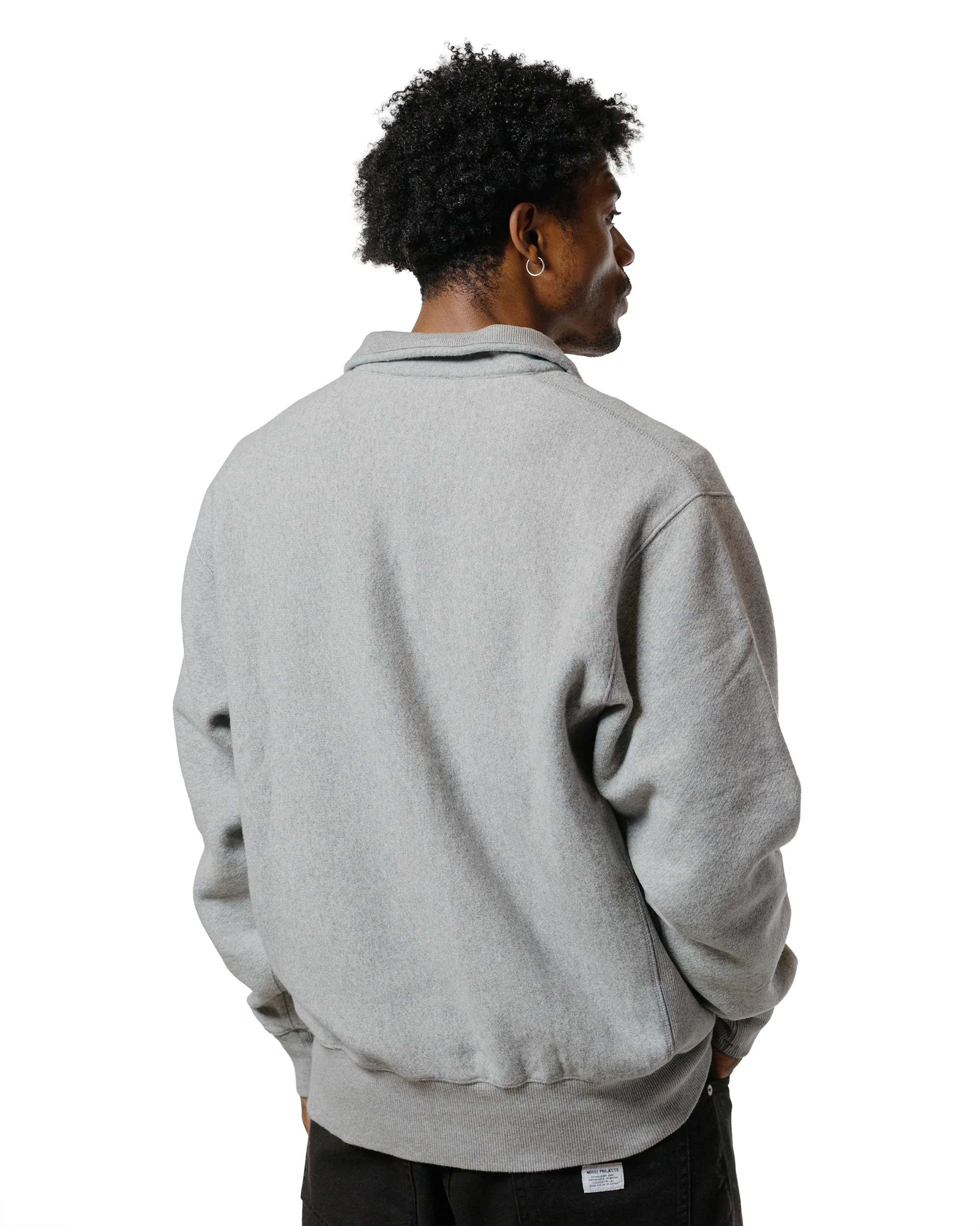 Norse Projects Ketel Relaxed Cotton Wool Half Zip Sweatshirt Grey Melange - Image 3