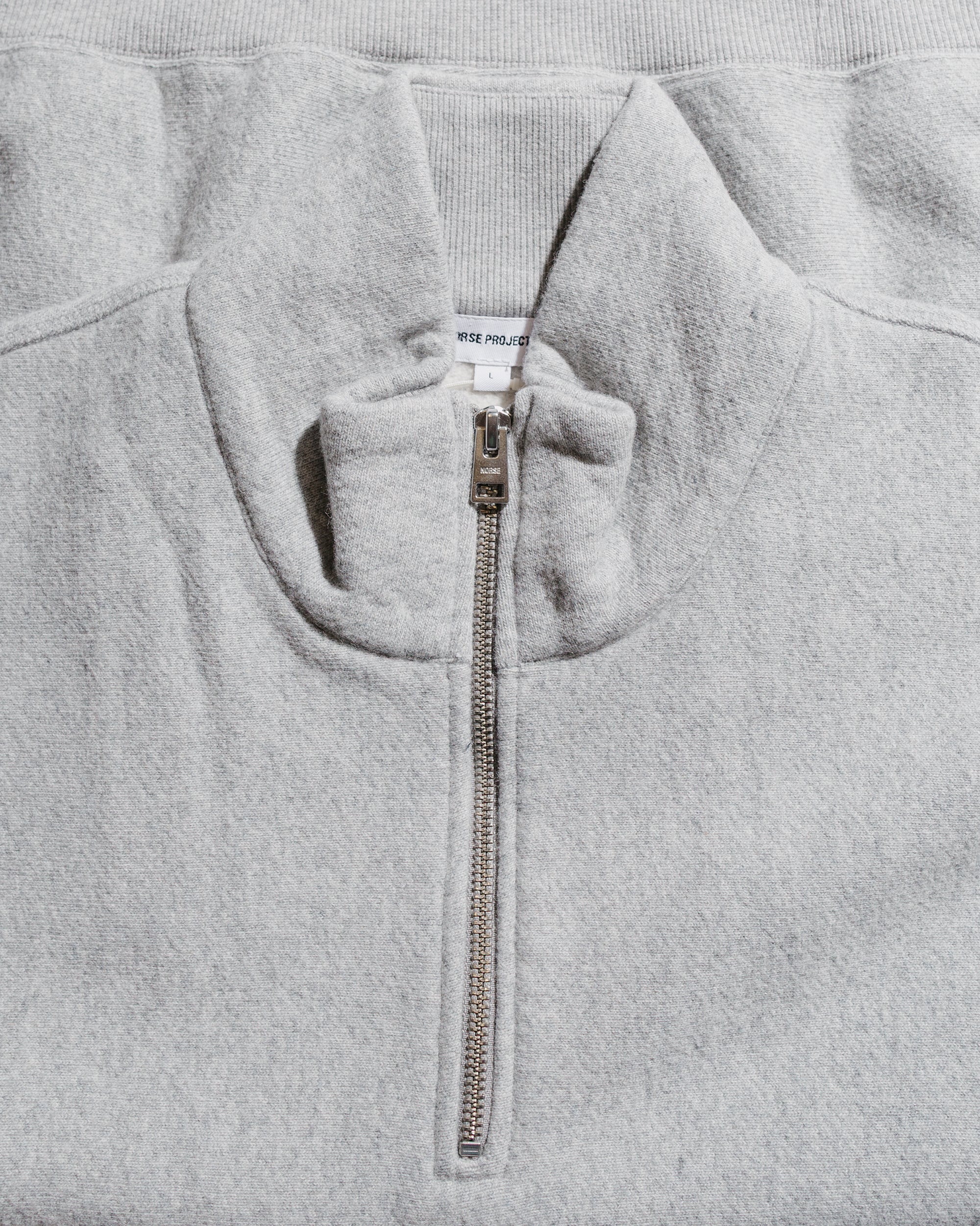 Norse Projects Ketel Relaxed Cotton Wool Half Zip Sweatshirt Grey Melange - Image 5