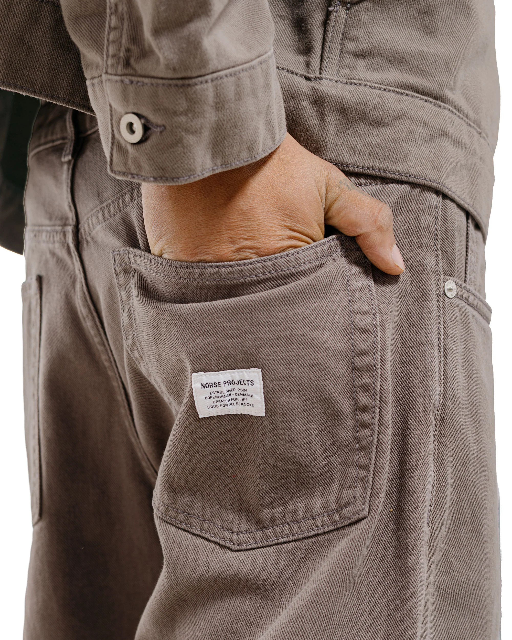 Norse Projects Lost & Found Korshavn Relaxed 5 Pocket Magnet Grey - Image 4