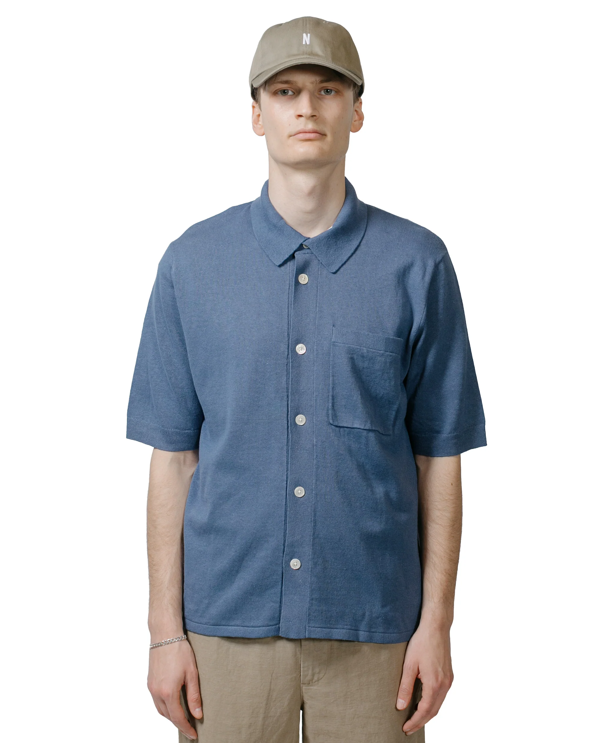 Norse Projects Rollo Cotton Linen SS Shirt Calcite Blue - Image 2