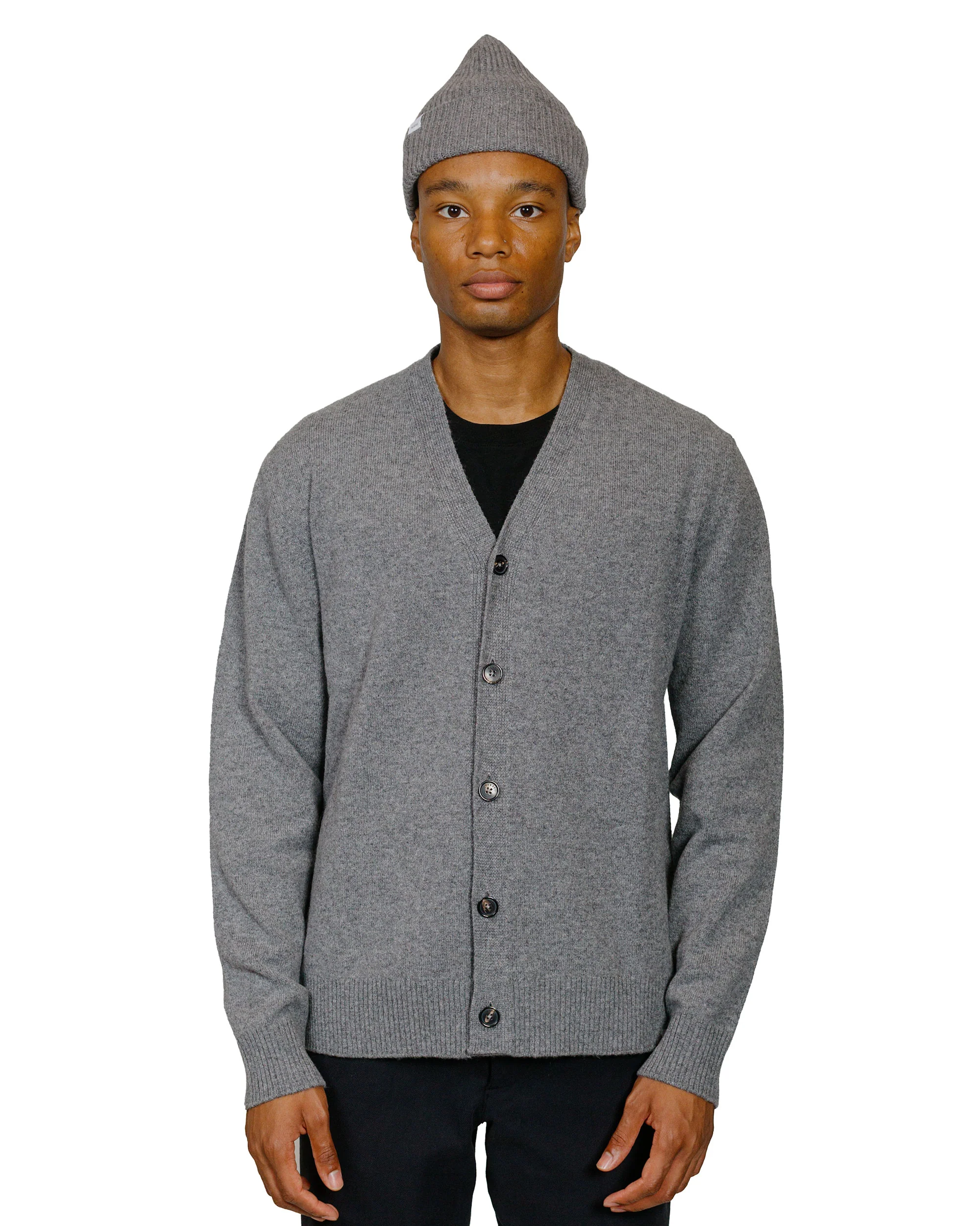 Norse Projects Standard Merino Lambswool Cardigan Grey Melange - Image 2