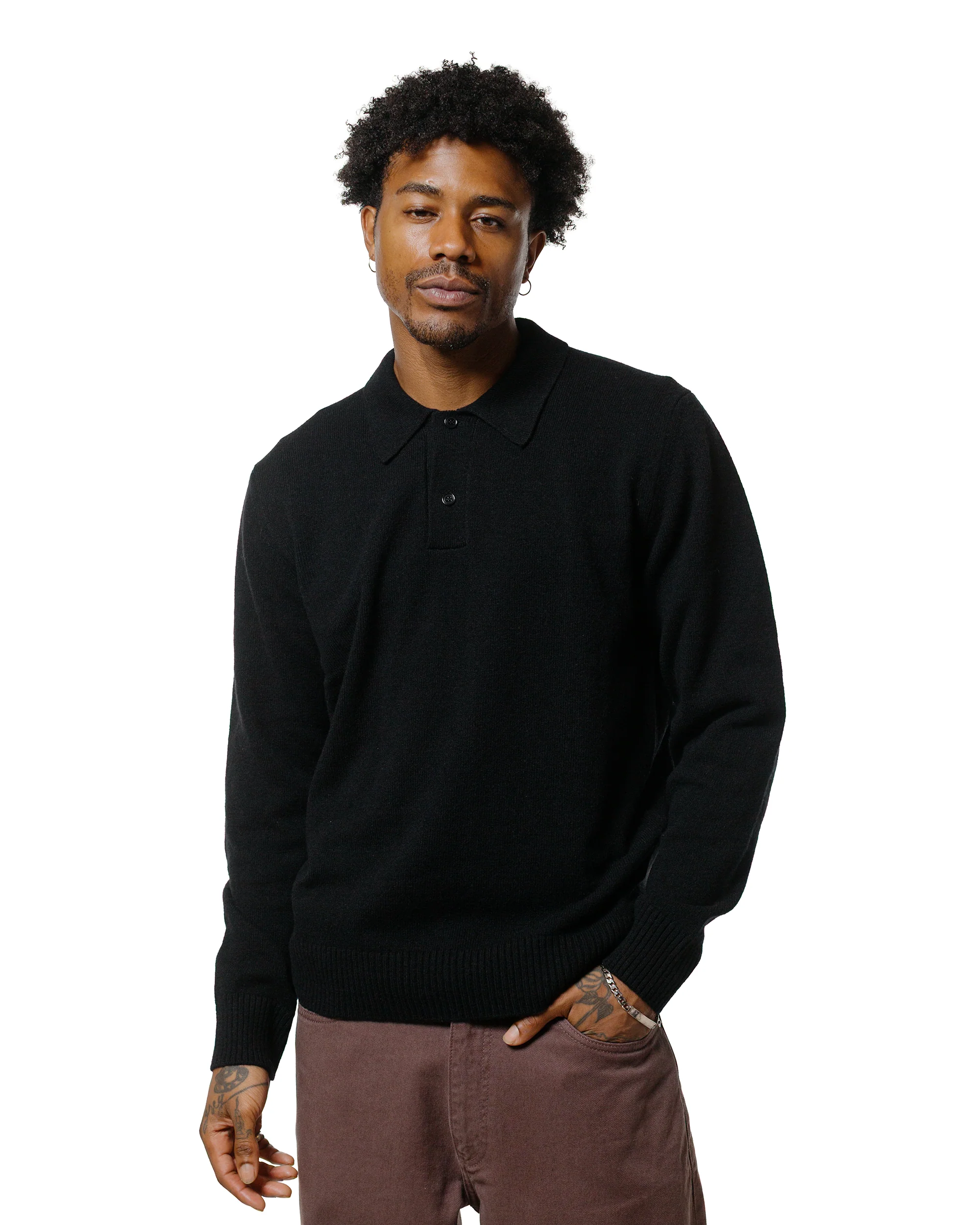 Norse Projects Standard Merino Lambswool Polo Black - Image 2