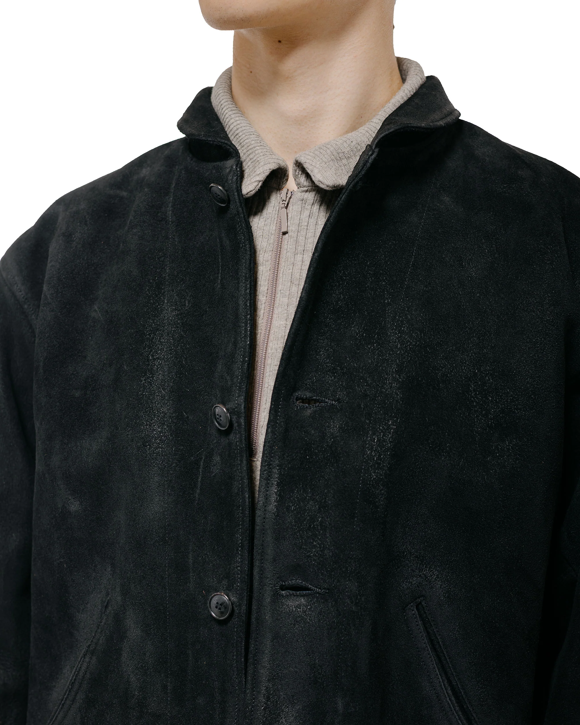 Old Joe Patina Horse-Hide Cossack Jacket Rough Out Patina Black - Image 3