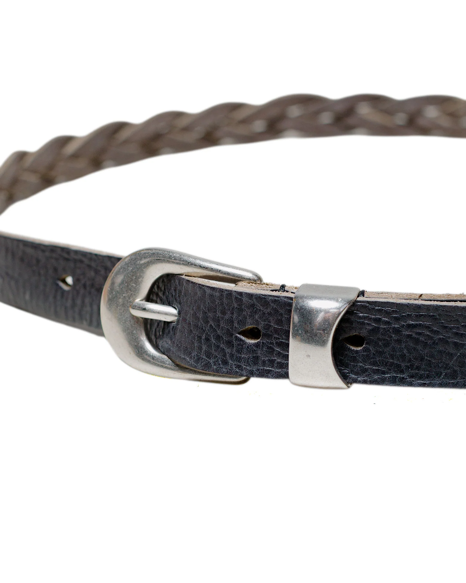 Our Legacy 2CM Braided Belt Soft Coal Torn Bovine - Image 2