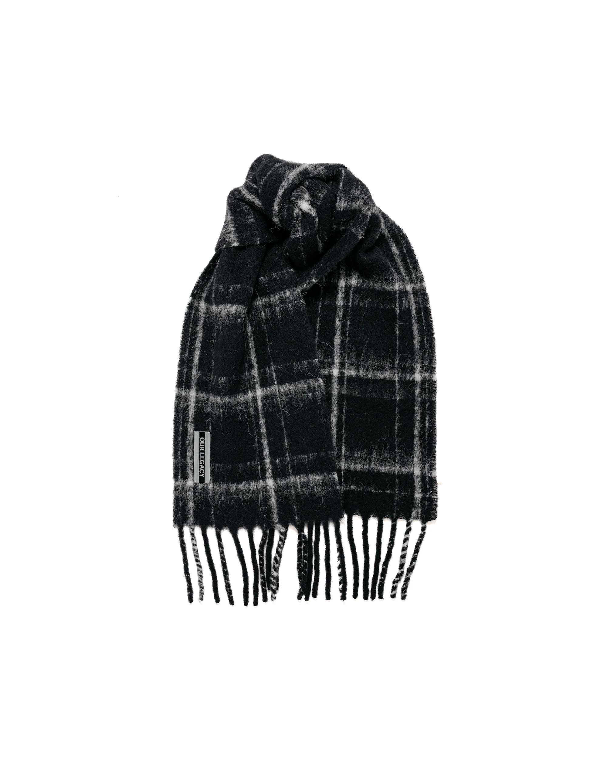 Our Legacy Estate Scarf Black Fuzzy Alpaca Check