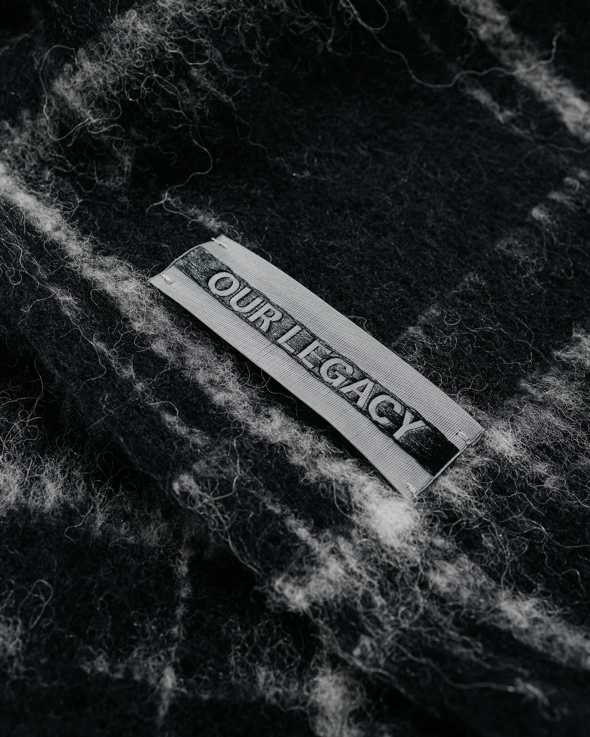 Our Legacy Estate Scarf Black Fuzzy Alpaca Check - Image 2