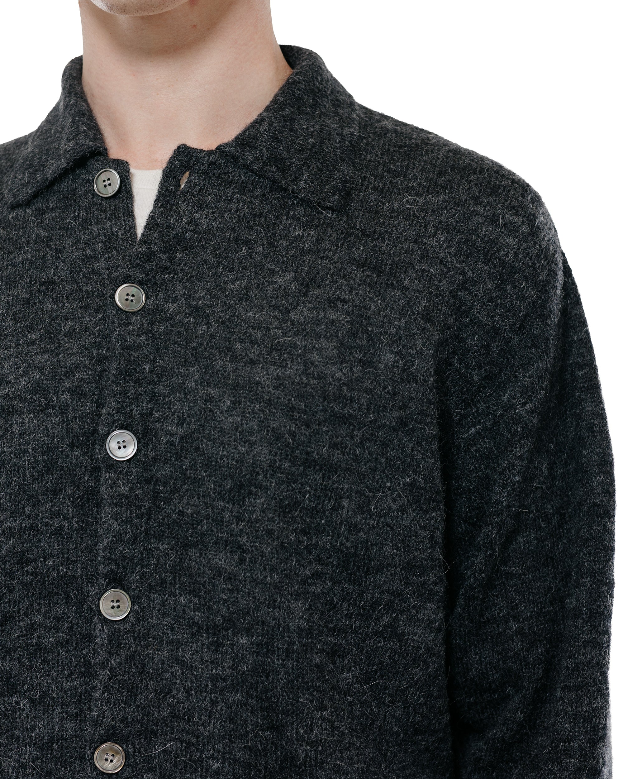 Our Legacy Evening Polo Charcoal Melange Fuzzy Alpaca - Image 3