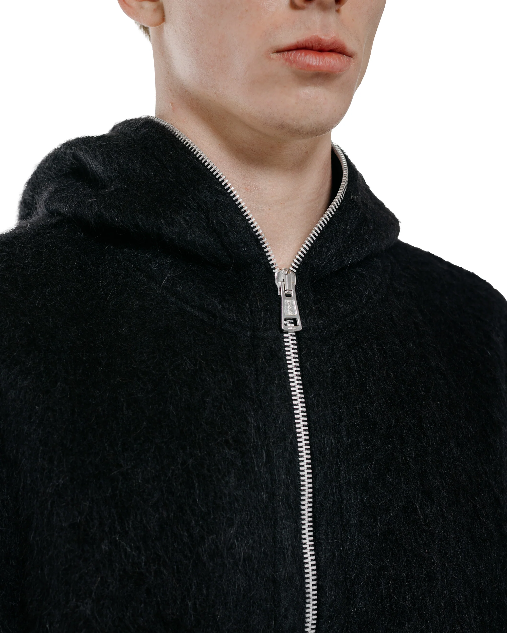 Our Legacy Full Zip Hood Black Hairy Wool - Image 3