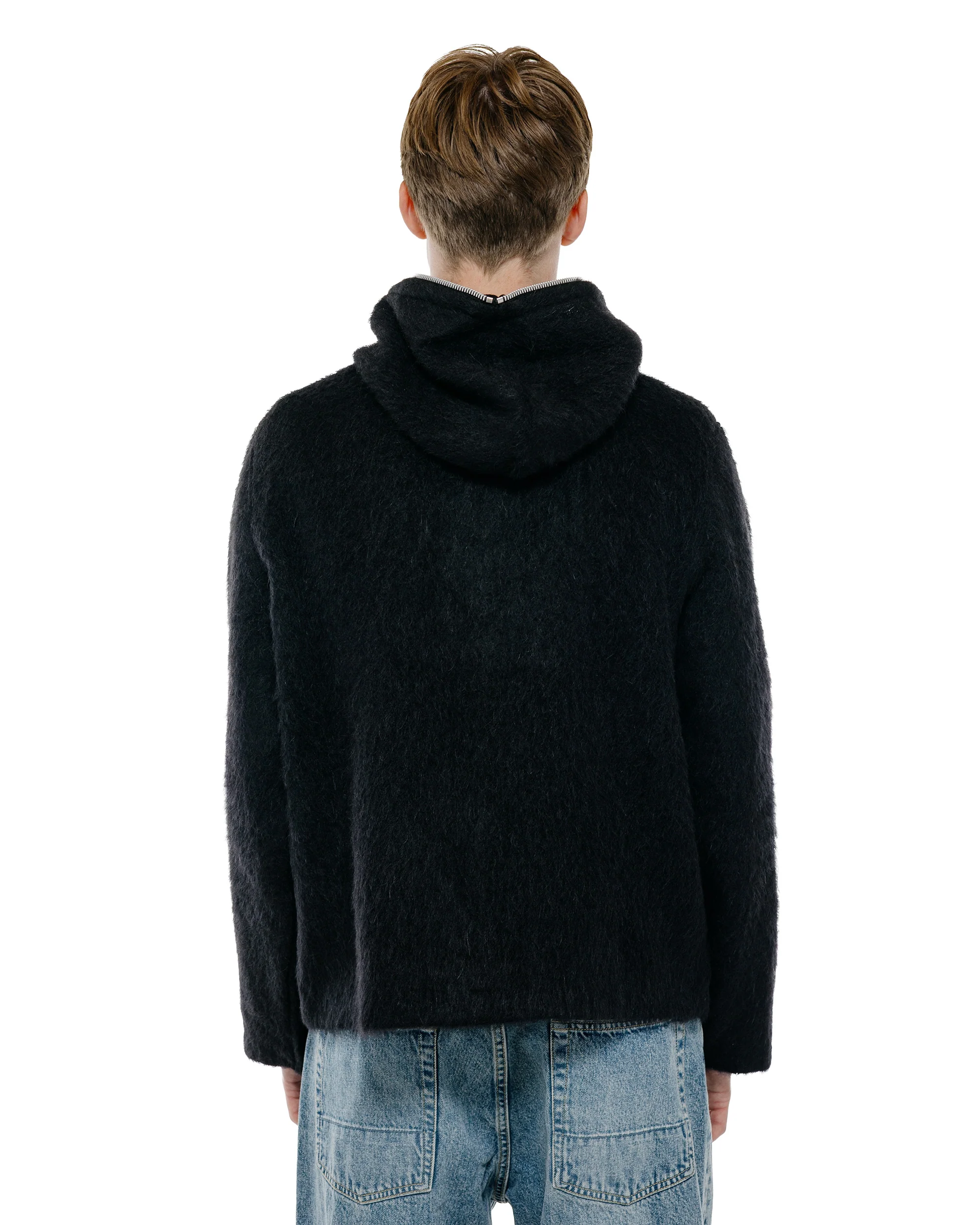Our Legacy Full Zip Hood Black Hairy Wool - Image 4