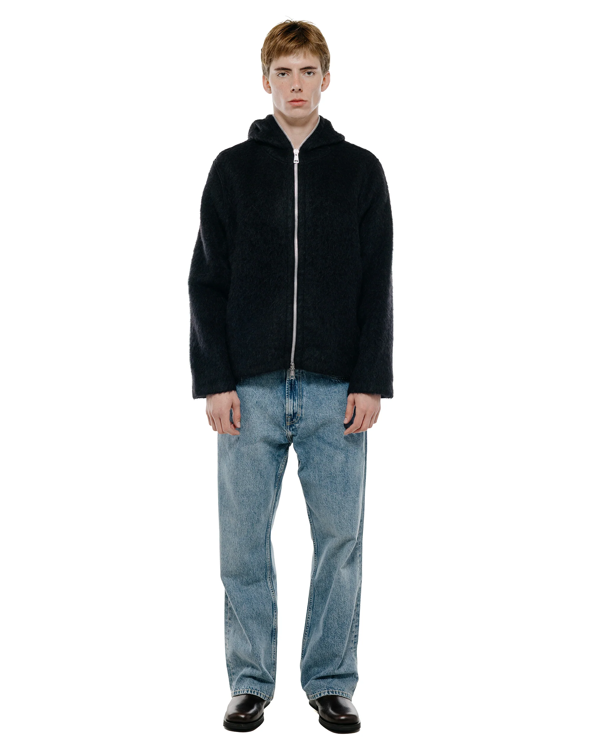 Our Legacy Full Zip Hood Black Hairy Wool - Image 5