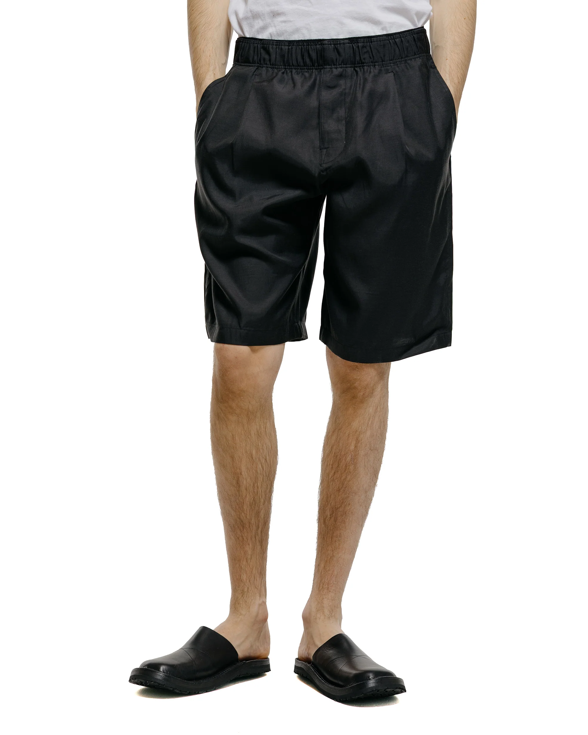Our Legacy Leisure Shorts Still Black Calm Cupro Cotton - Image 2