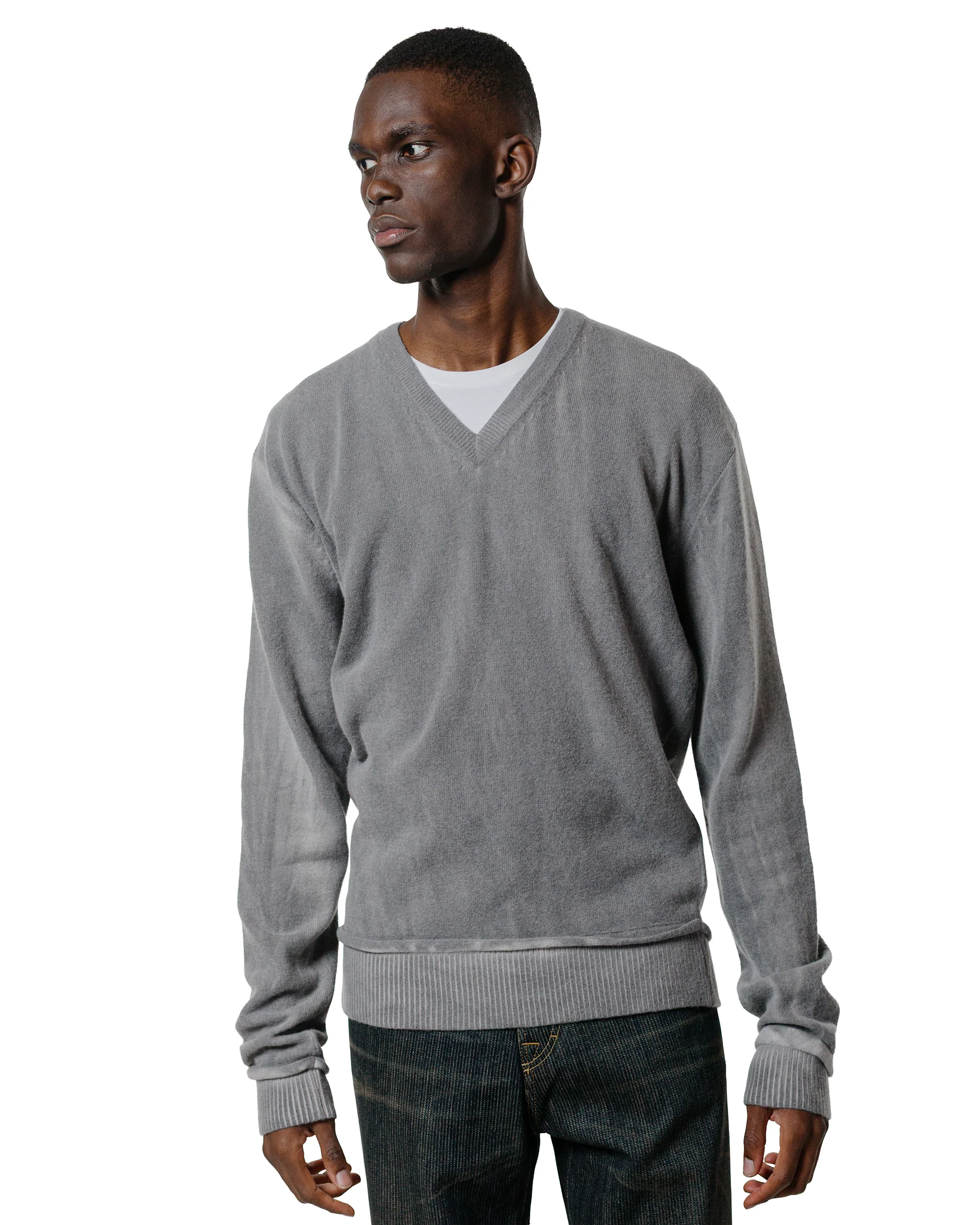 Our Legacy Parallel V-Neck Grey Spray Dye Cherub Wool - Image 2