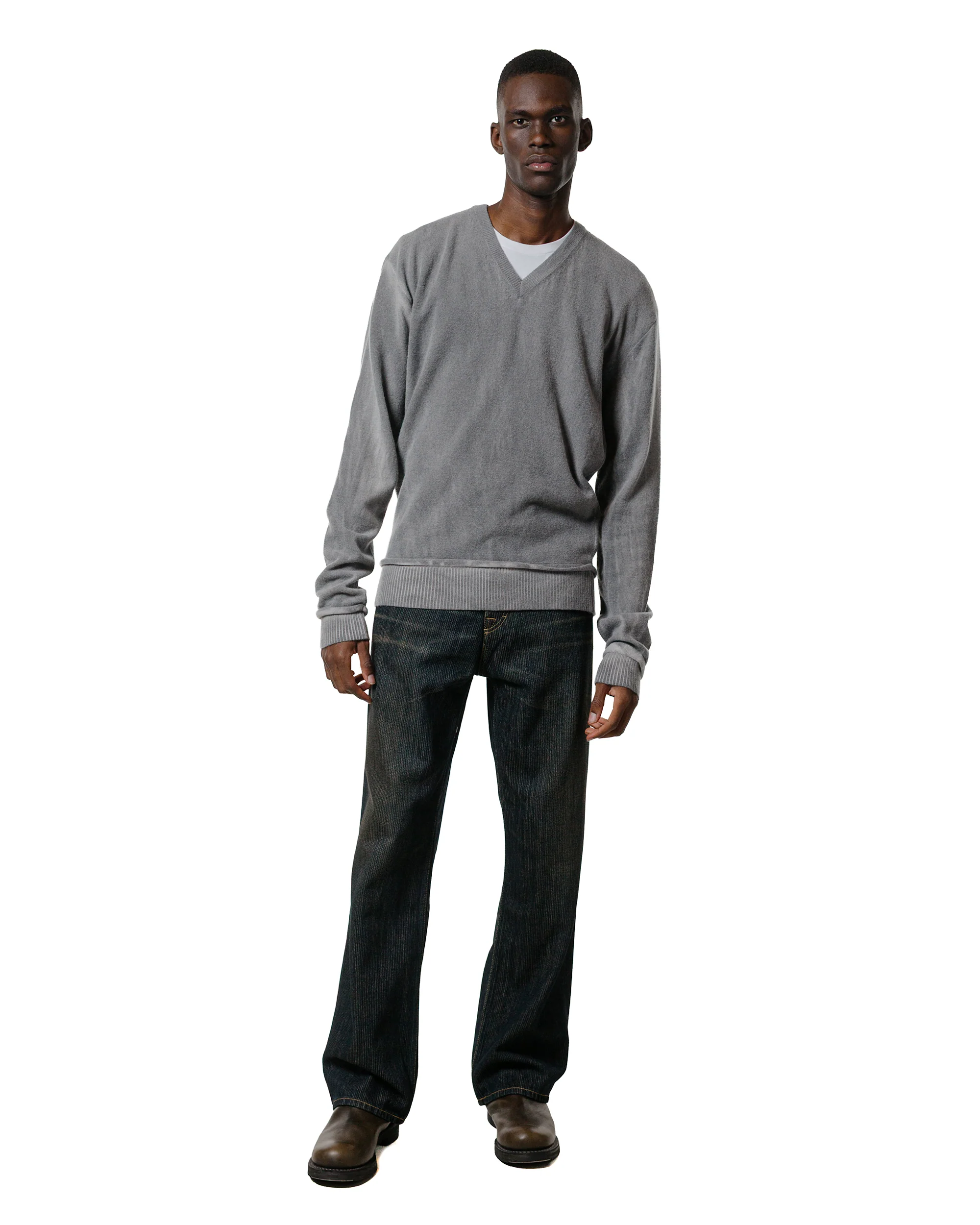 Our Legacy Parallel V-Neck Grey Spray Dye Cherub Wool - Image 4