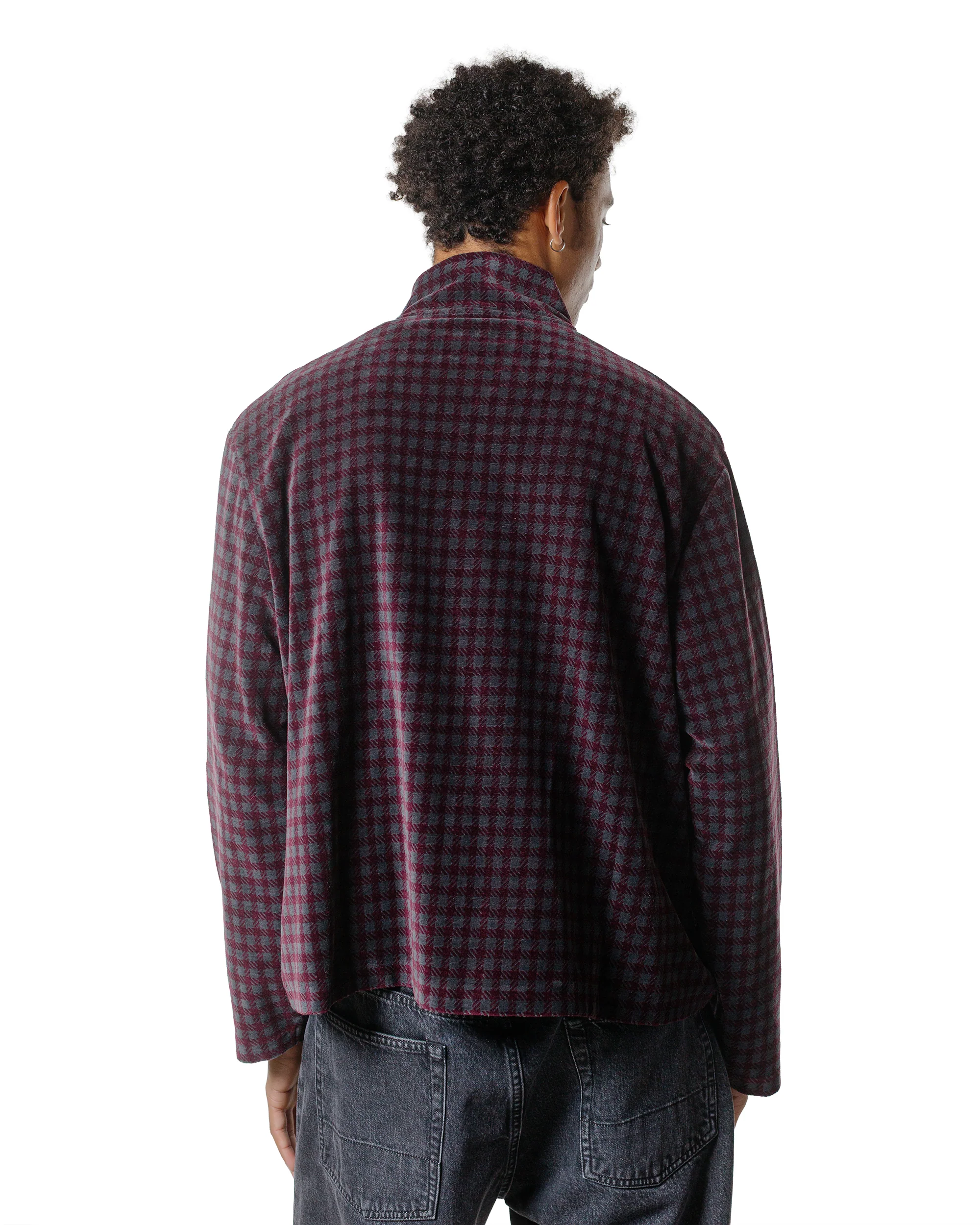 Our Legacy Shrunken Full Zip Merlot Houndini Check Velour - Image 3