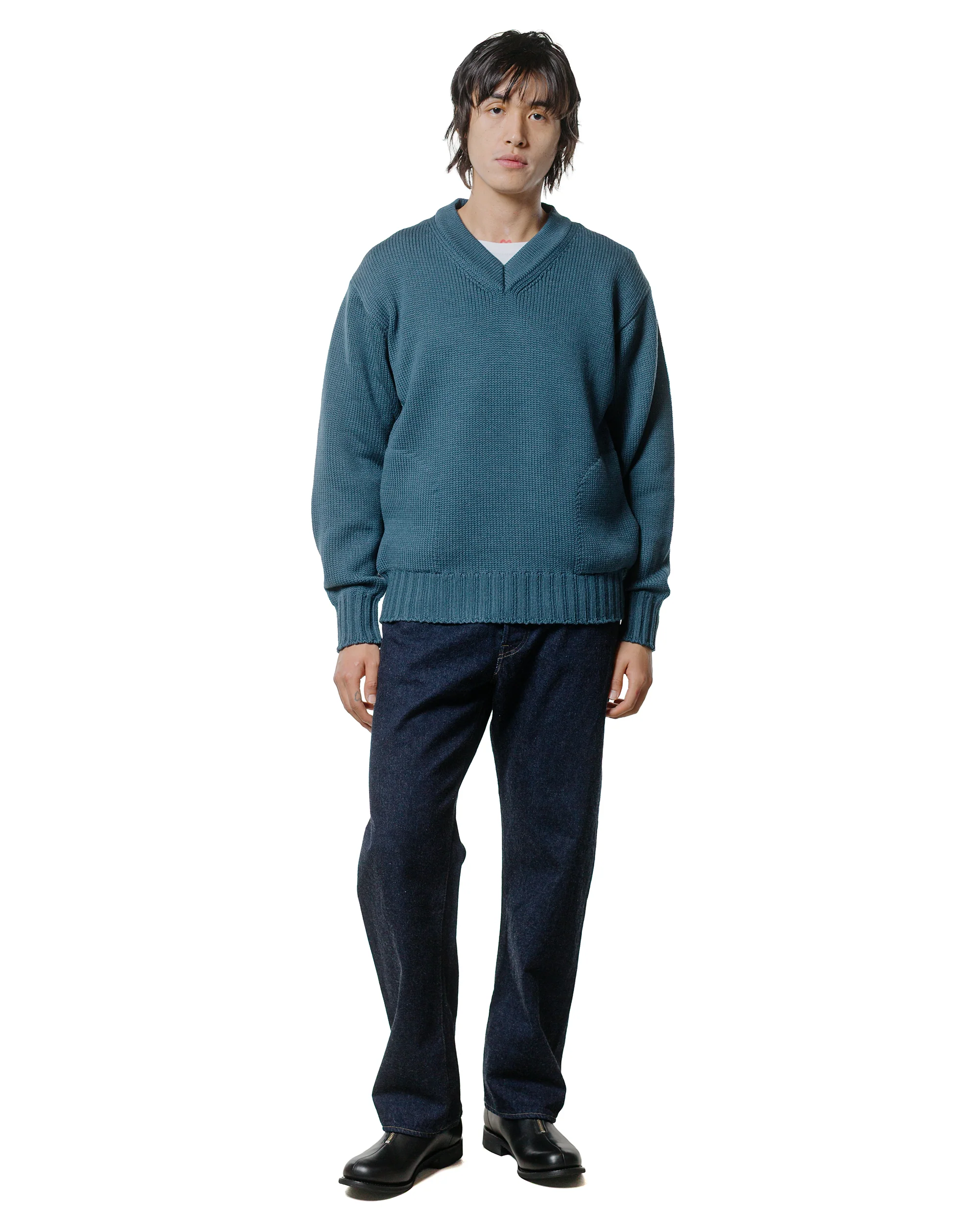 Phigvel Goodman's V Neck Sweater Cerulean - Image 4