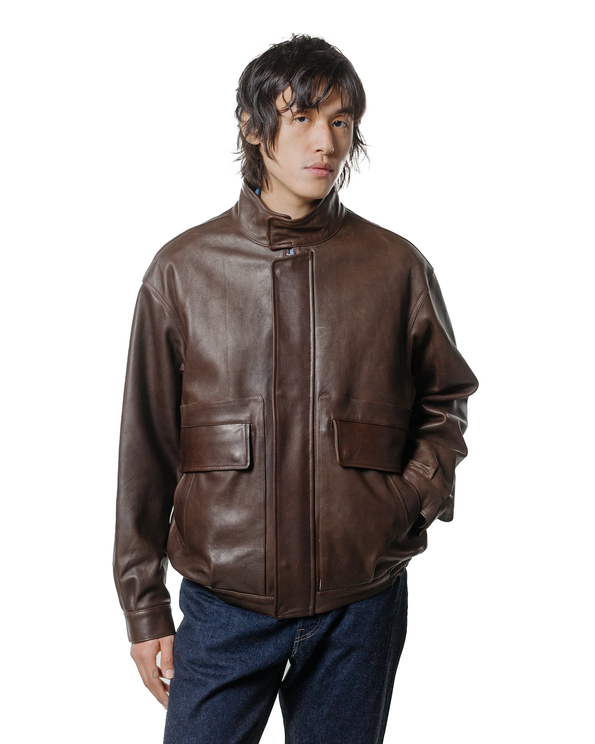 Phigvel Sheepleather Sporting Blouson Dark Brown - Image 3