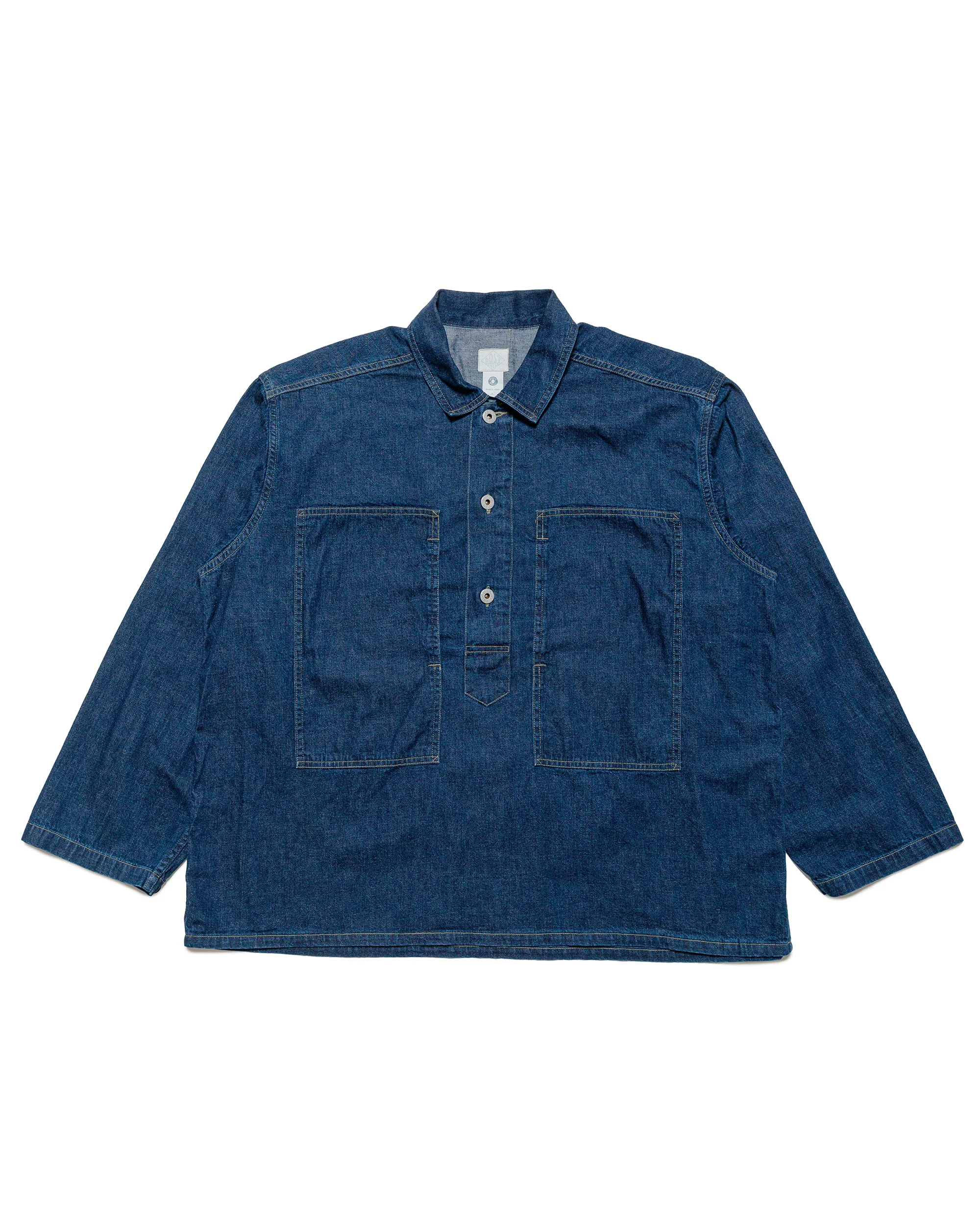 Post O'Alls ARMY Shirt Blue Denim w/OD Yellow Stitch Indigo