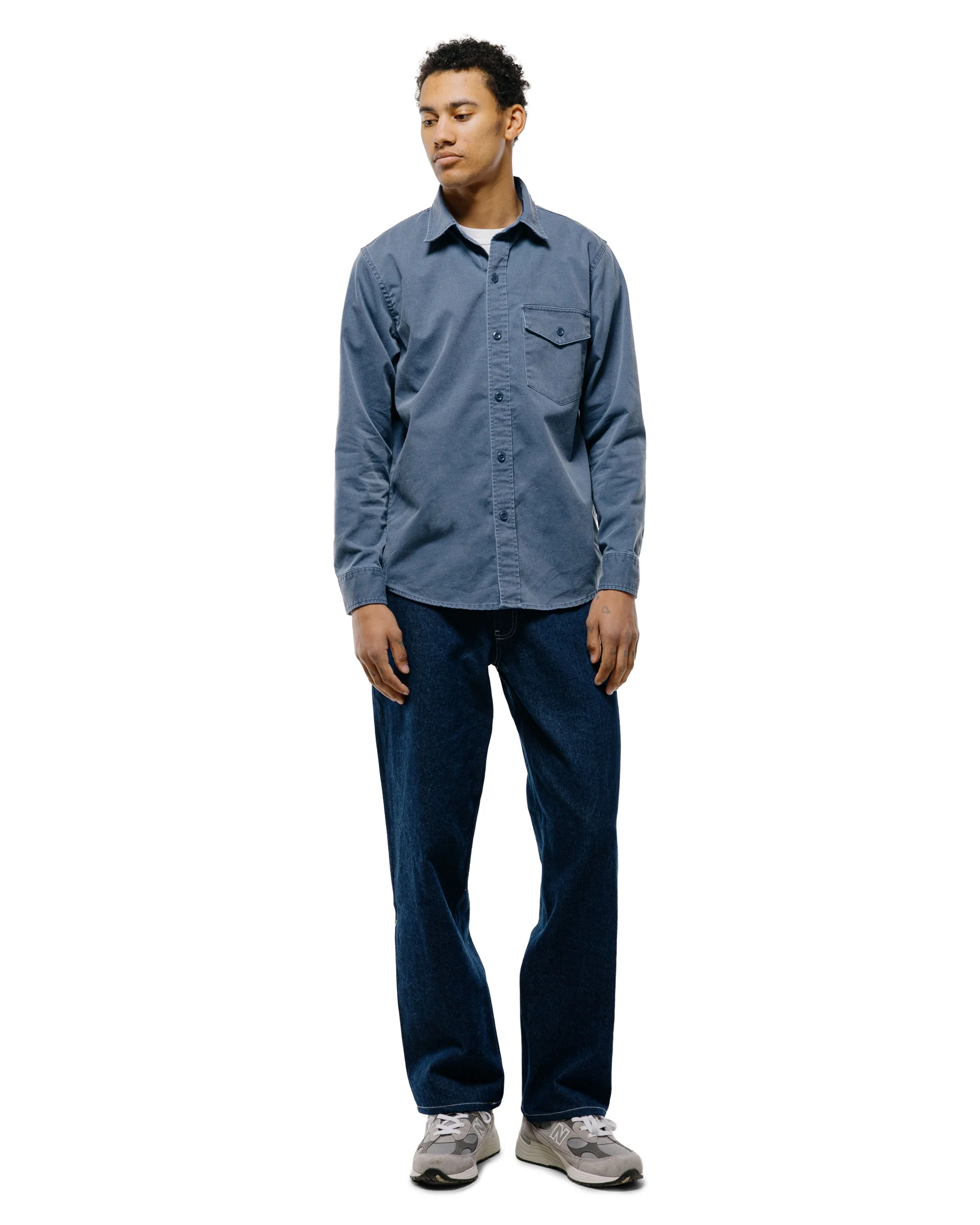 Randy's Garments 1-Pocket Work Shirt Blue 7oz Stone Washed Cotton Cadet Cloth - Image 5