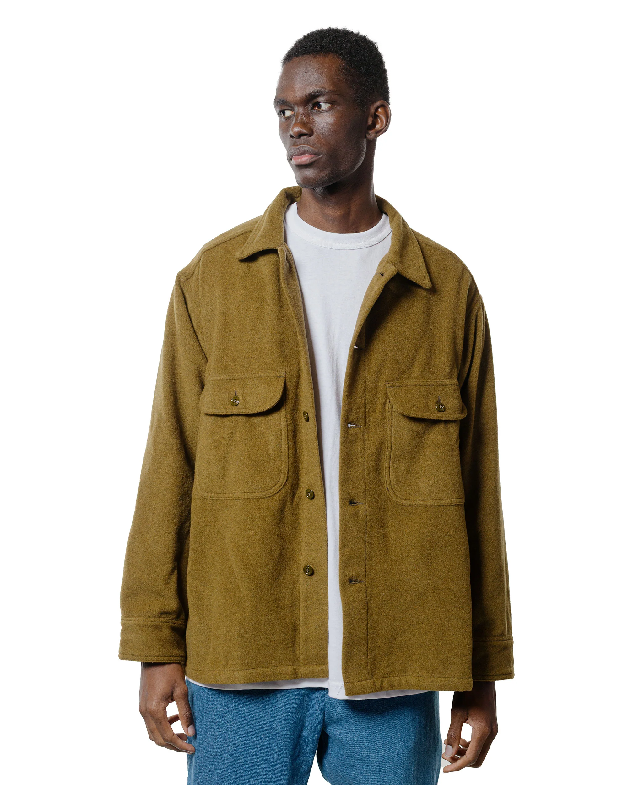 Randy's Garments Over Shirt Olive Drab Heavy Triblend Brushed Wool - Image 2