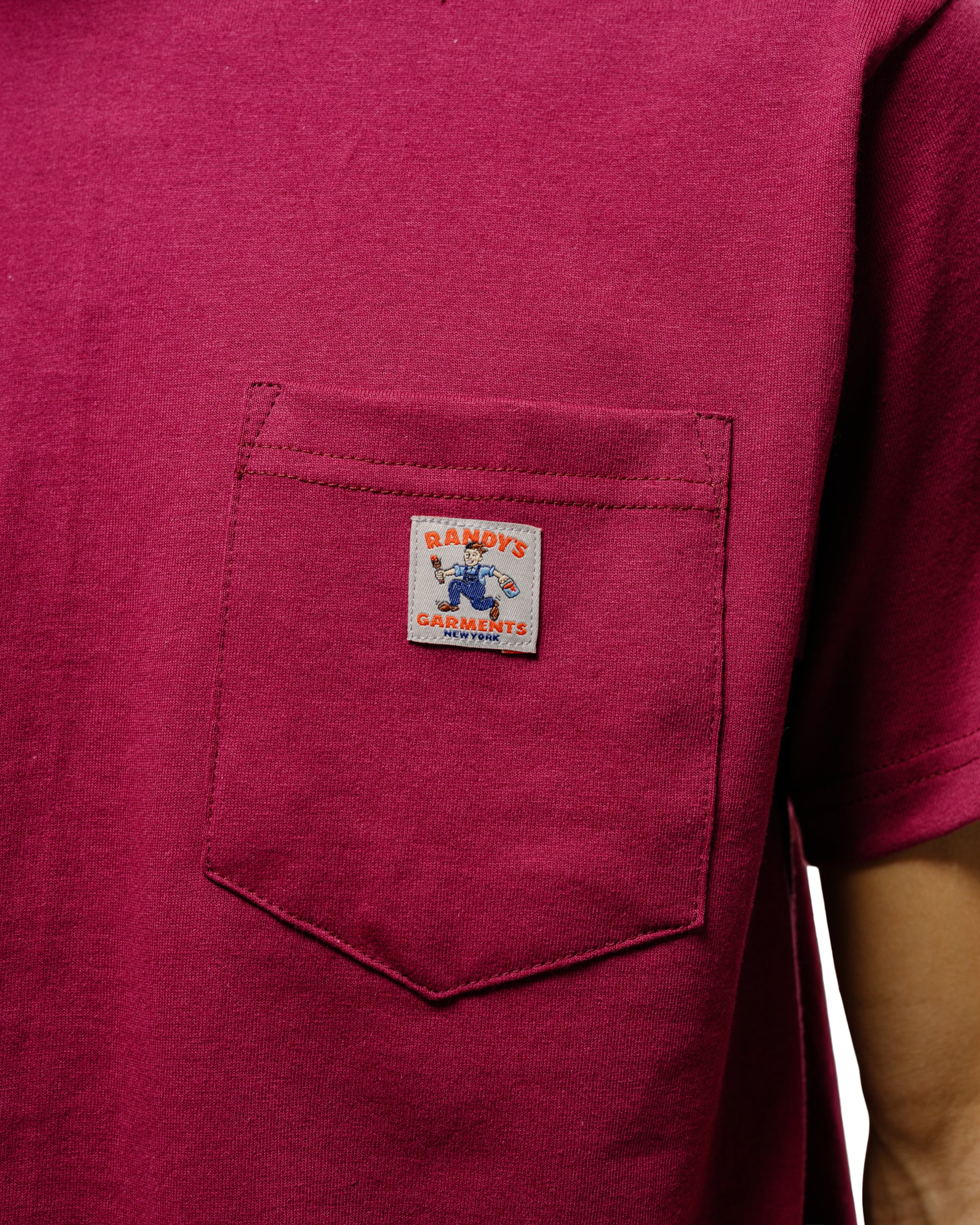 Randy's Garments Pocket Tee Maroon - Image 3