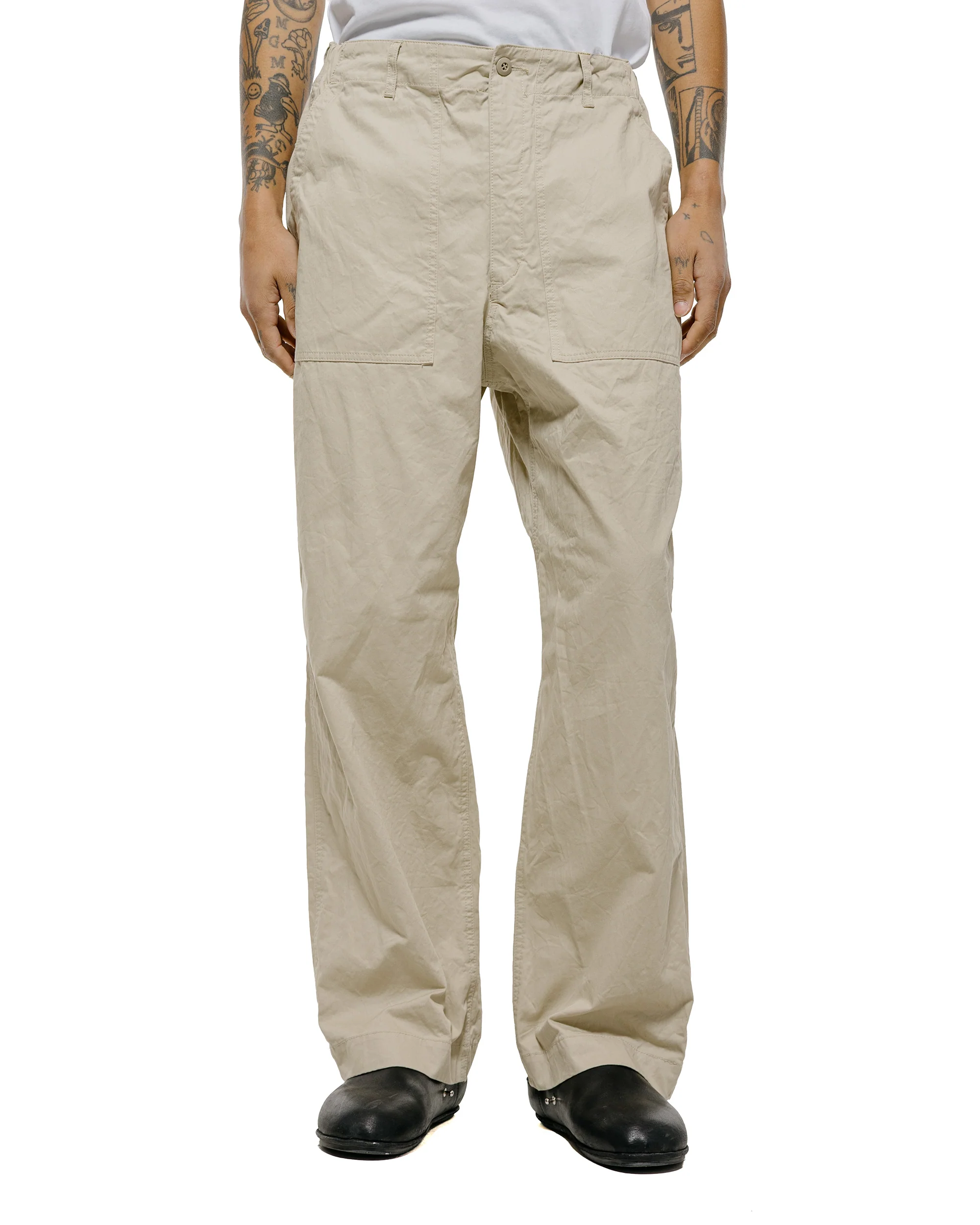 Sage de Cret CO Chino Cloth Crinkle Baggy Baker Pants Beige - Image 2
