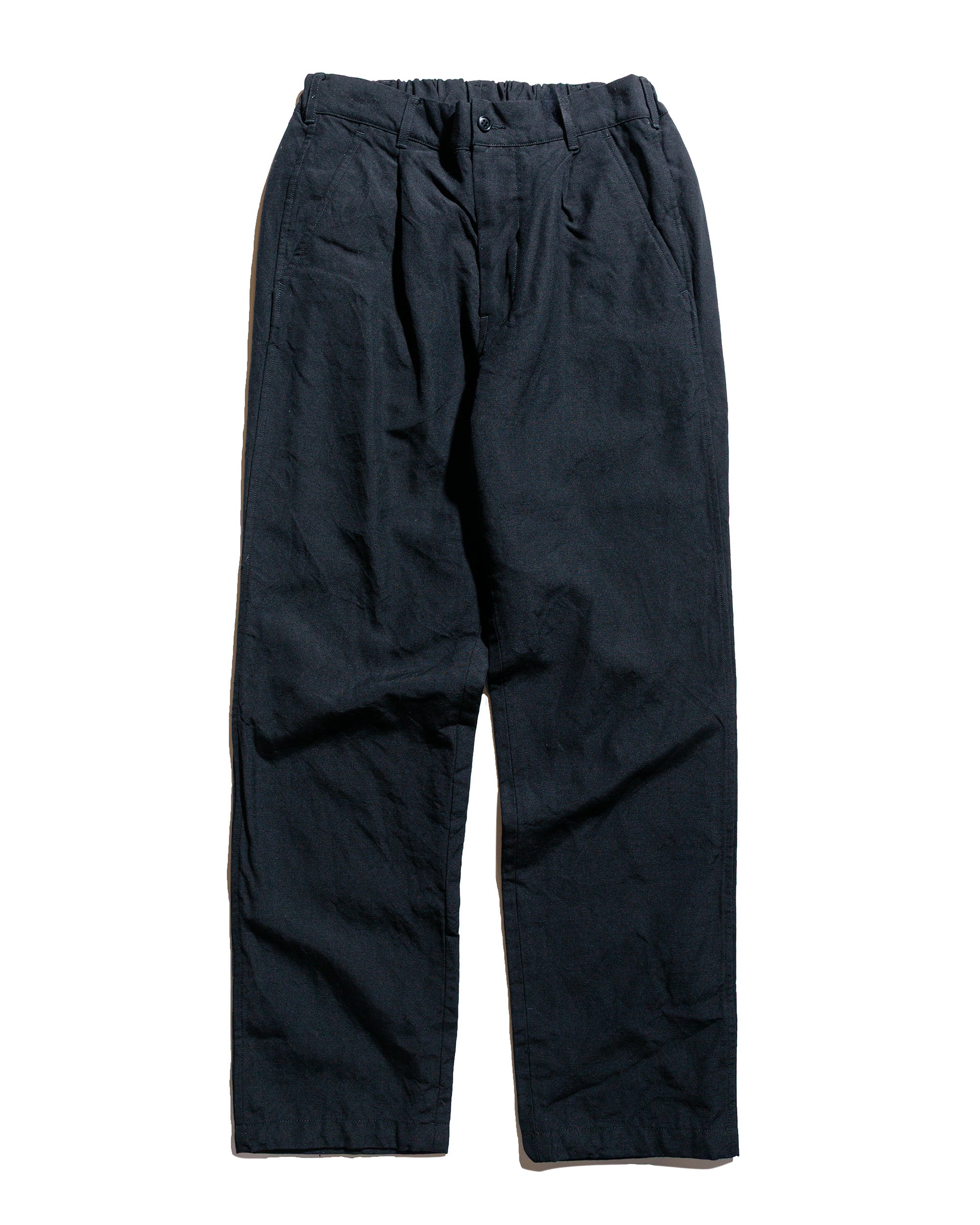 Sage de Cret High Density Wool/Linen Oxford Pegtop Single Pleat Pants Black