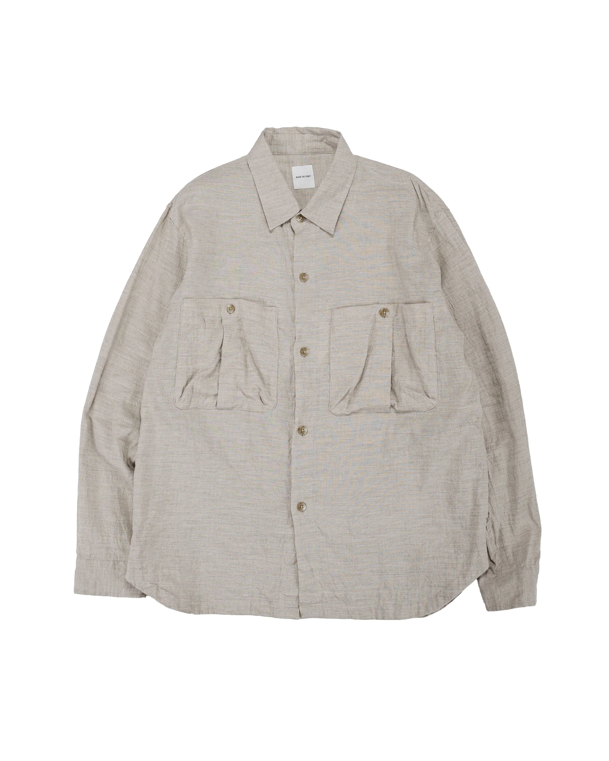 Sage de Cret LI/CO/WO Washed Lawn Cloth Work Shirt Jacket Ecru
