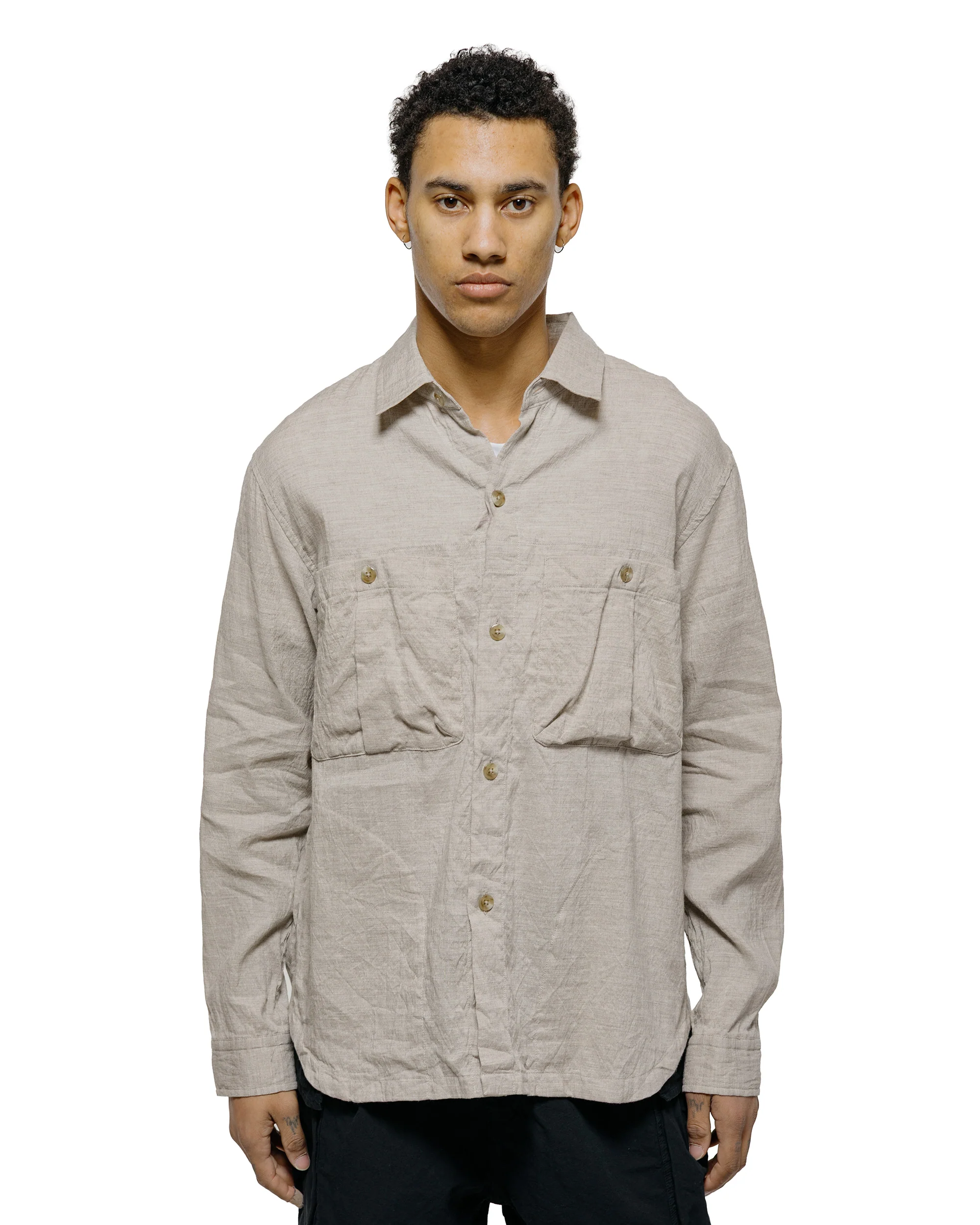 Sage de Cret LI/CO/WO Washed Lawn Cloth Work Shirt Jacket Ecru - Image 2