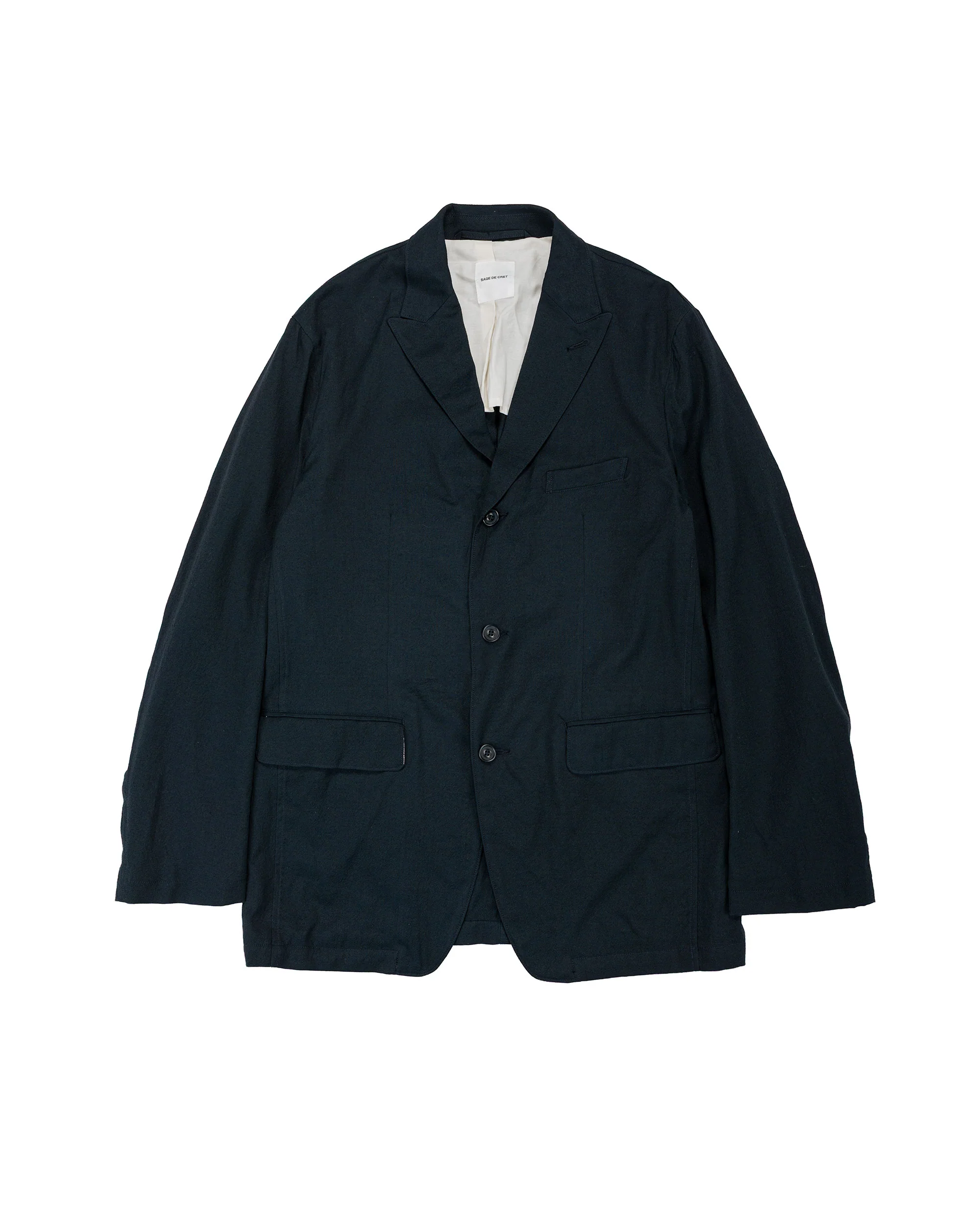 Sage de Cret WO/SI Tumble Washed Peaked Lapel Jacket Navy