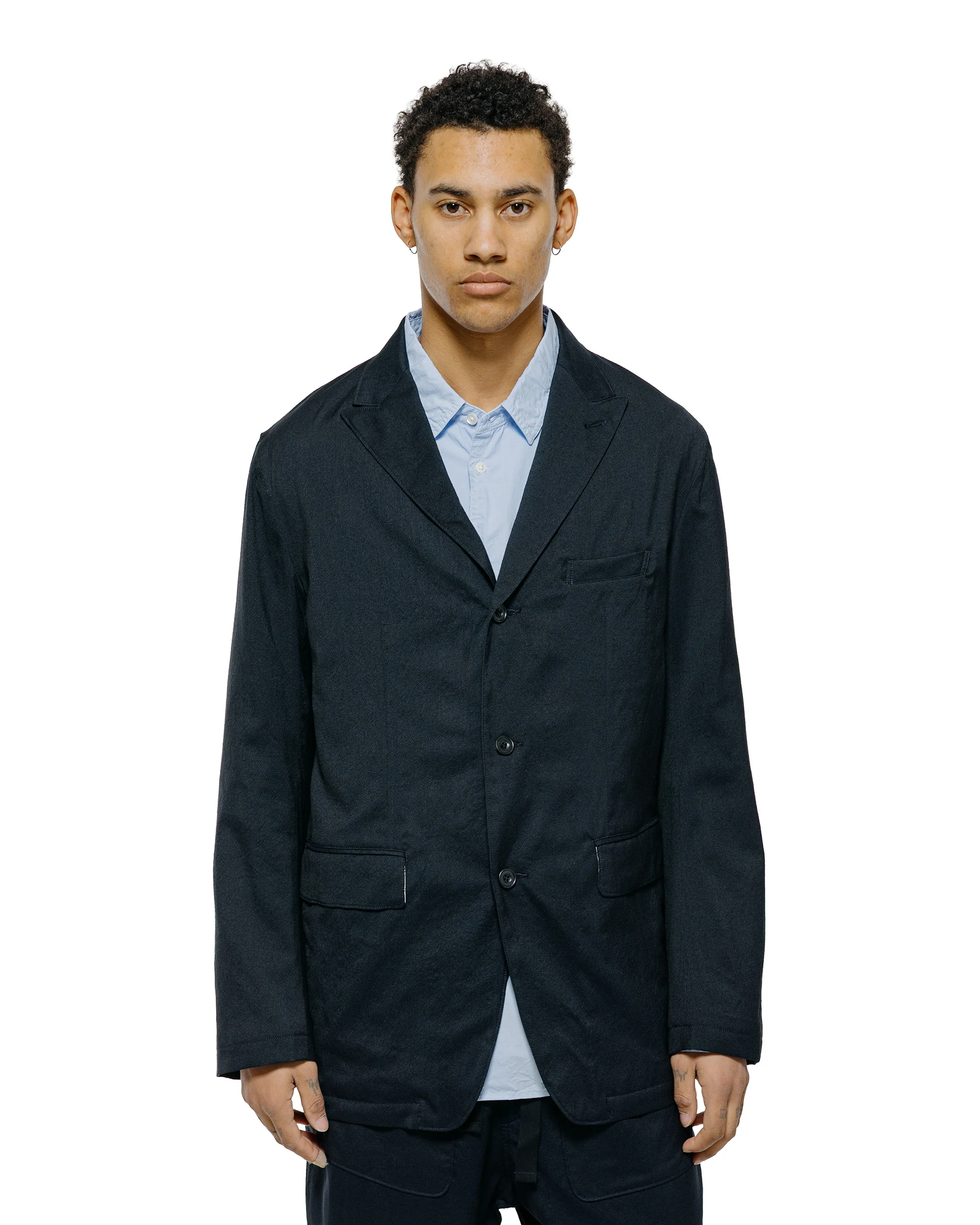 Sage de Cret WO/SI Tumble Washed Peaked Lapel Jacket Navy - Image 2