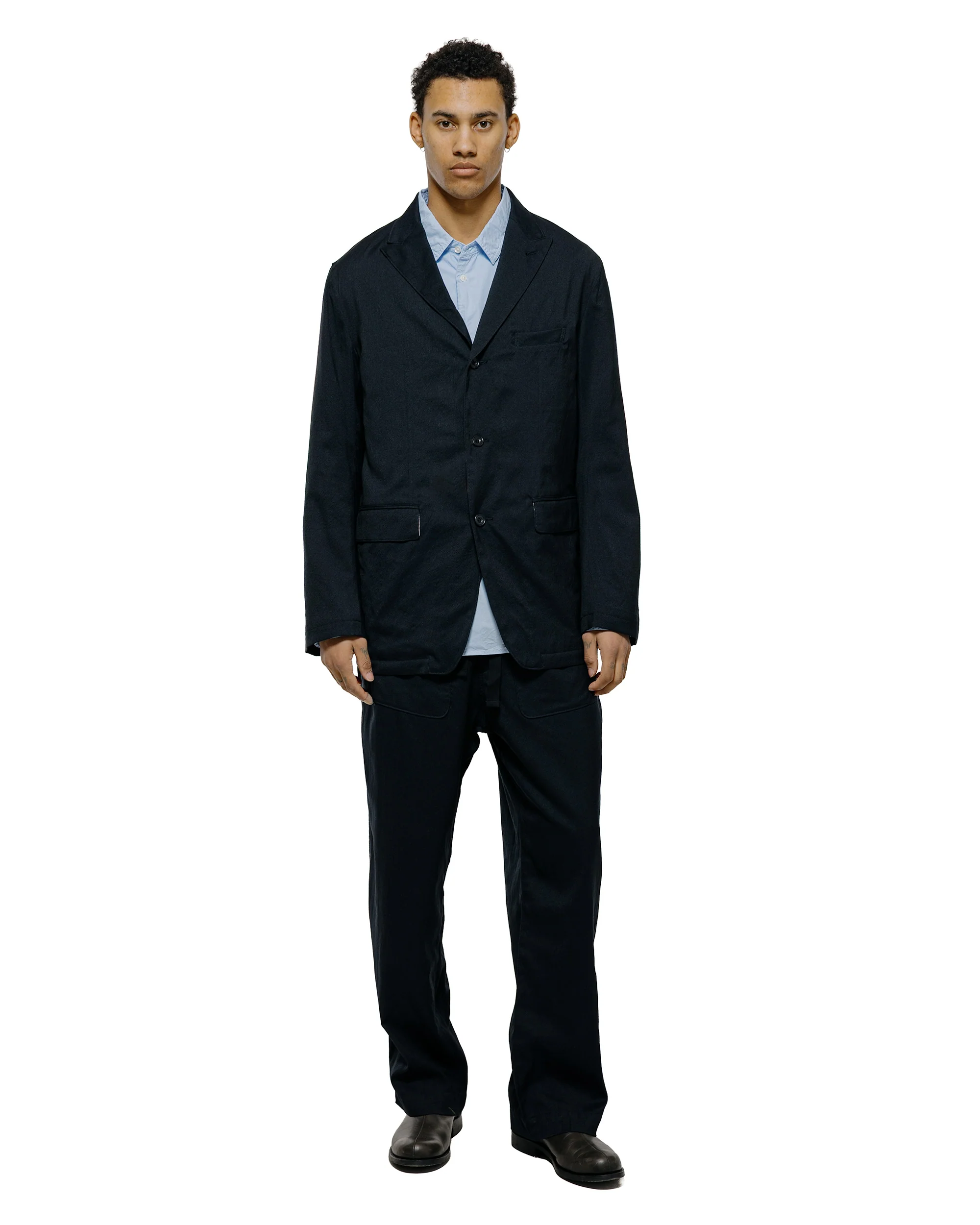 Sage de Cret WO/SI Tumble Washed Wide Easy Pants Navy - Image 4