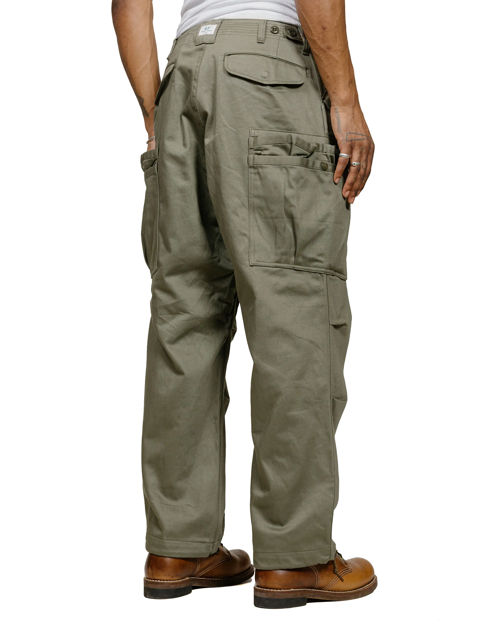 Sassafras Overgrown Pants Military Satin Olive - Image 4