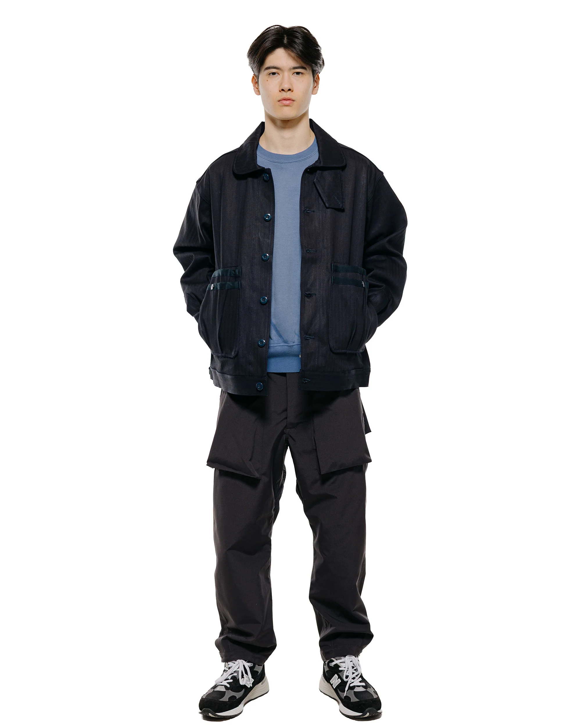 Sassafras Overgrown Trug Jacket Herringbone Twill Indigo/Black - Image 4