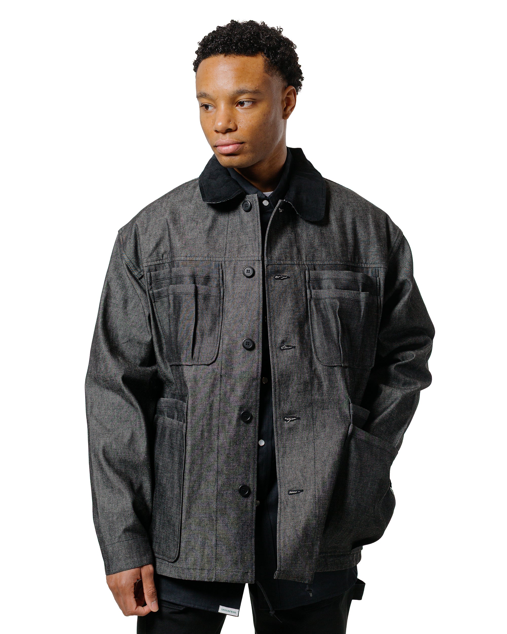 Sassafras Overgrown Warden Jacket 10oz Denim Black - Image 2