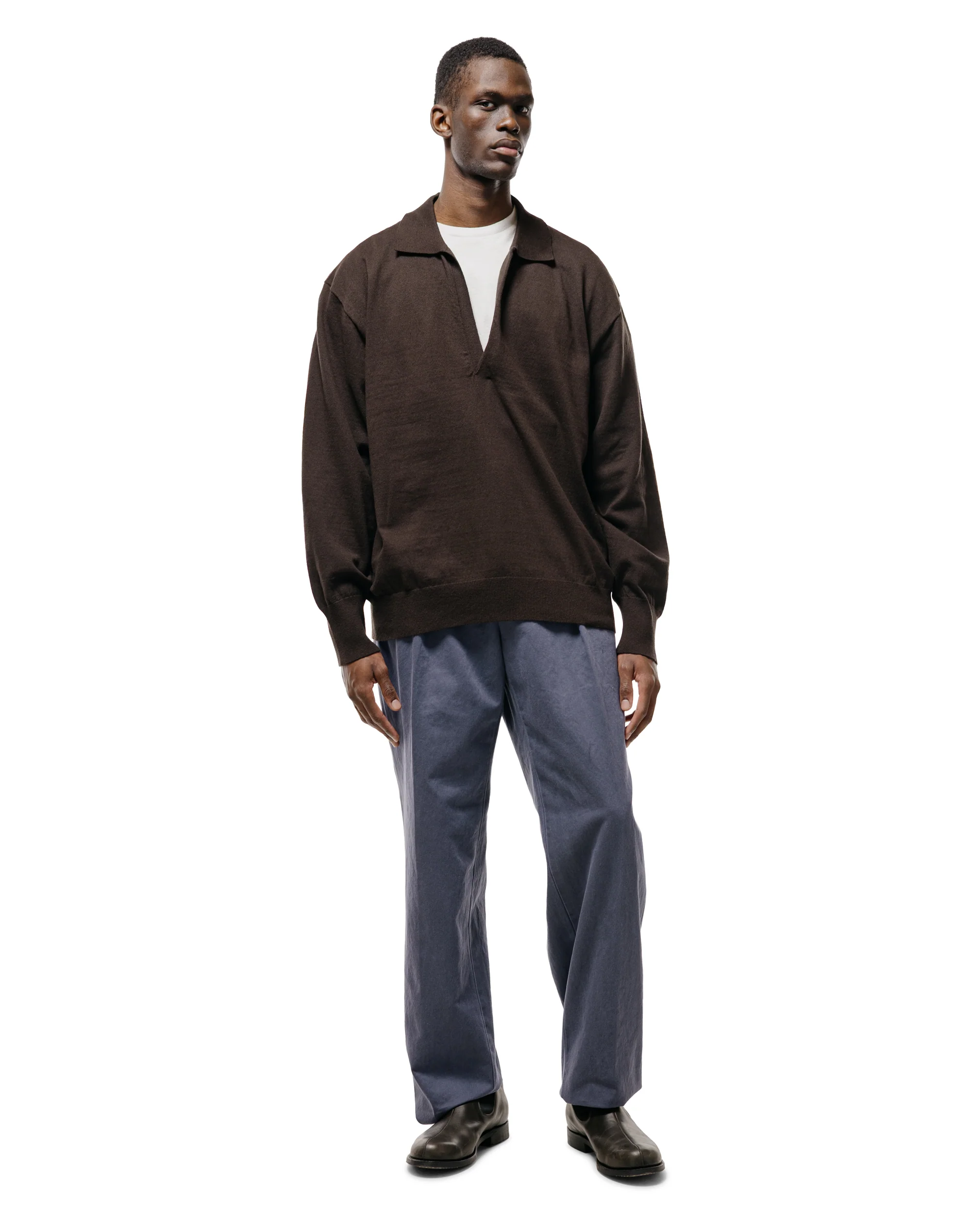 ssstein Organic Cotton Knit Skipper LS Dark Brown - Image 5