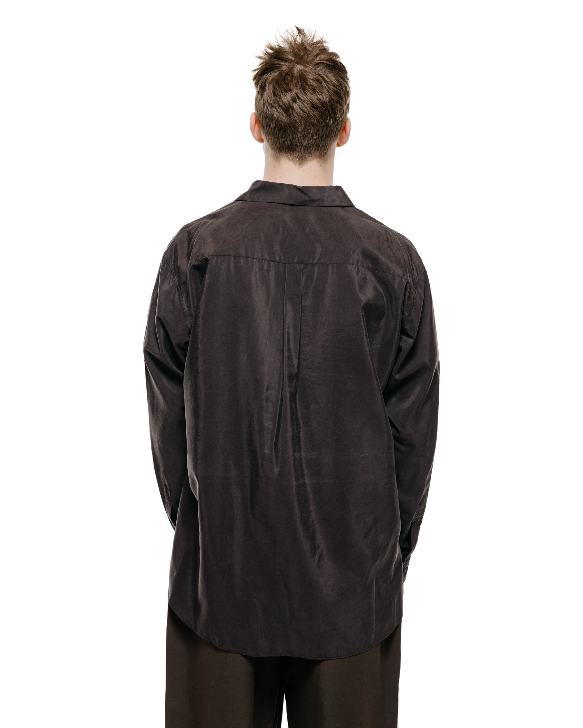 ssstein Silk Nylon Skipper Shirt Charcoal Brown - Image 3