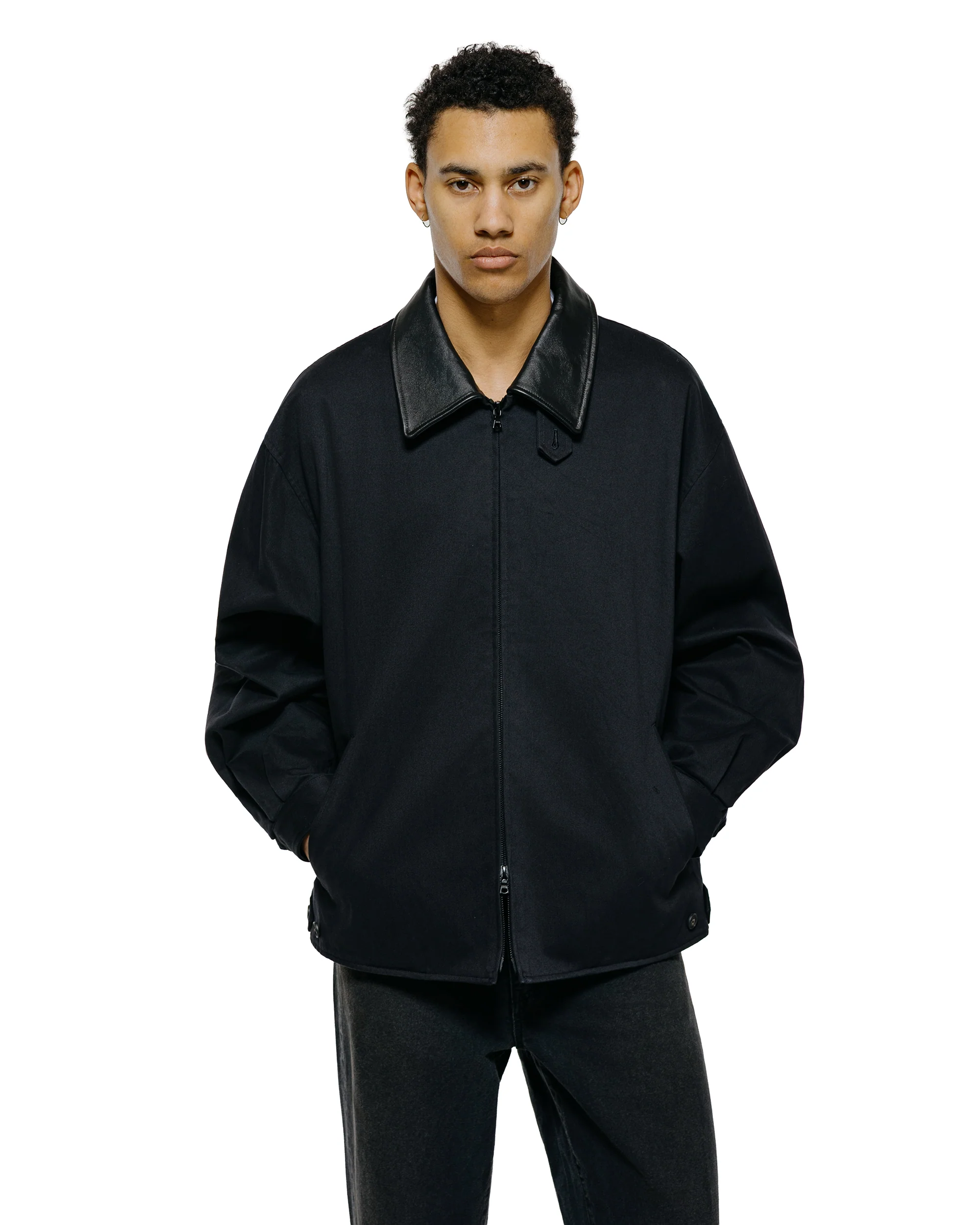 ssstein Sulfur Dyed Brushed Chino Zip Jacket Black - Image 2