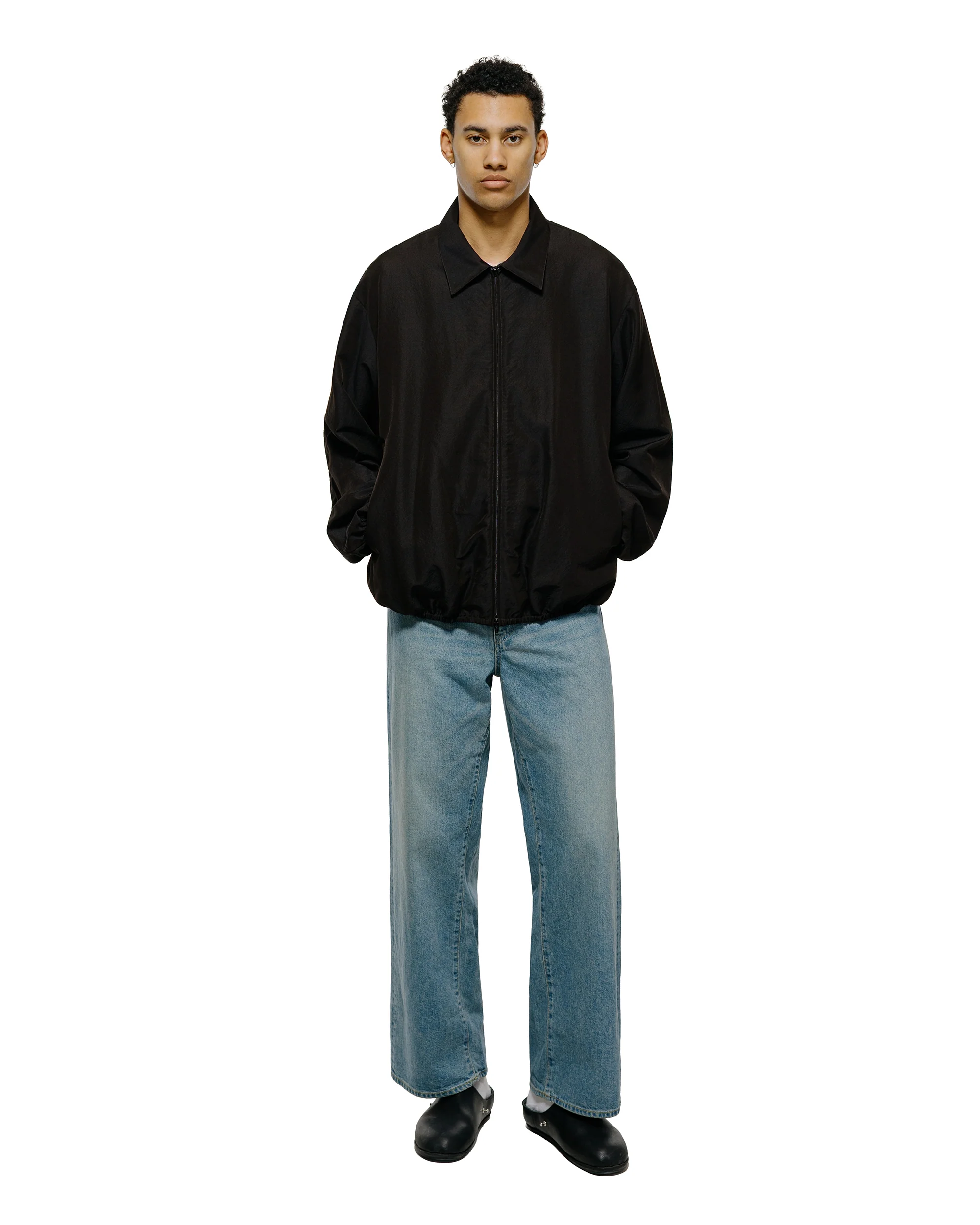 ssstein Wool Silk Collared Zip Jacket Dark Charcoal - Image 4