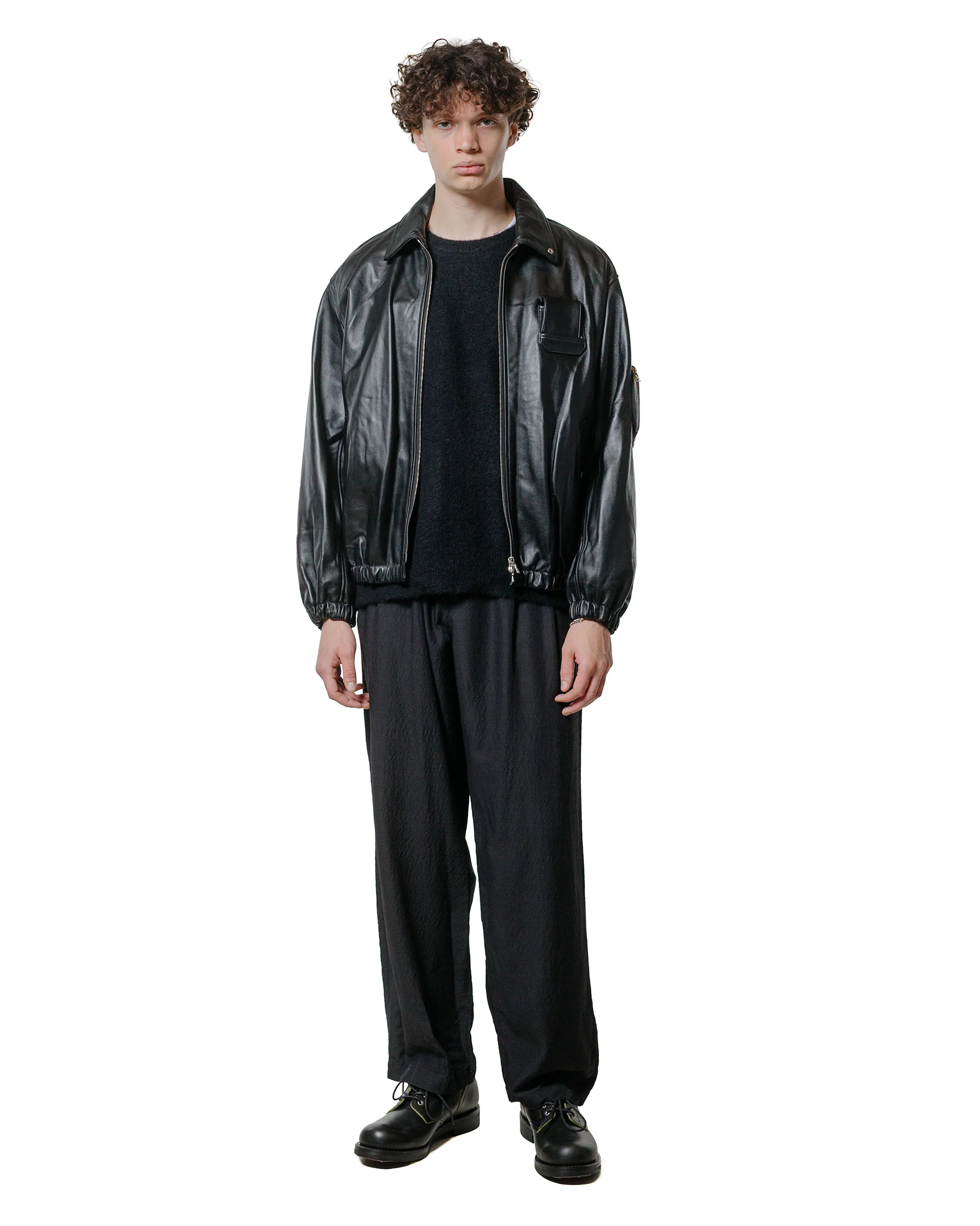 ssstein Wool/Silk Wide Easy Trousers Black - Image 4