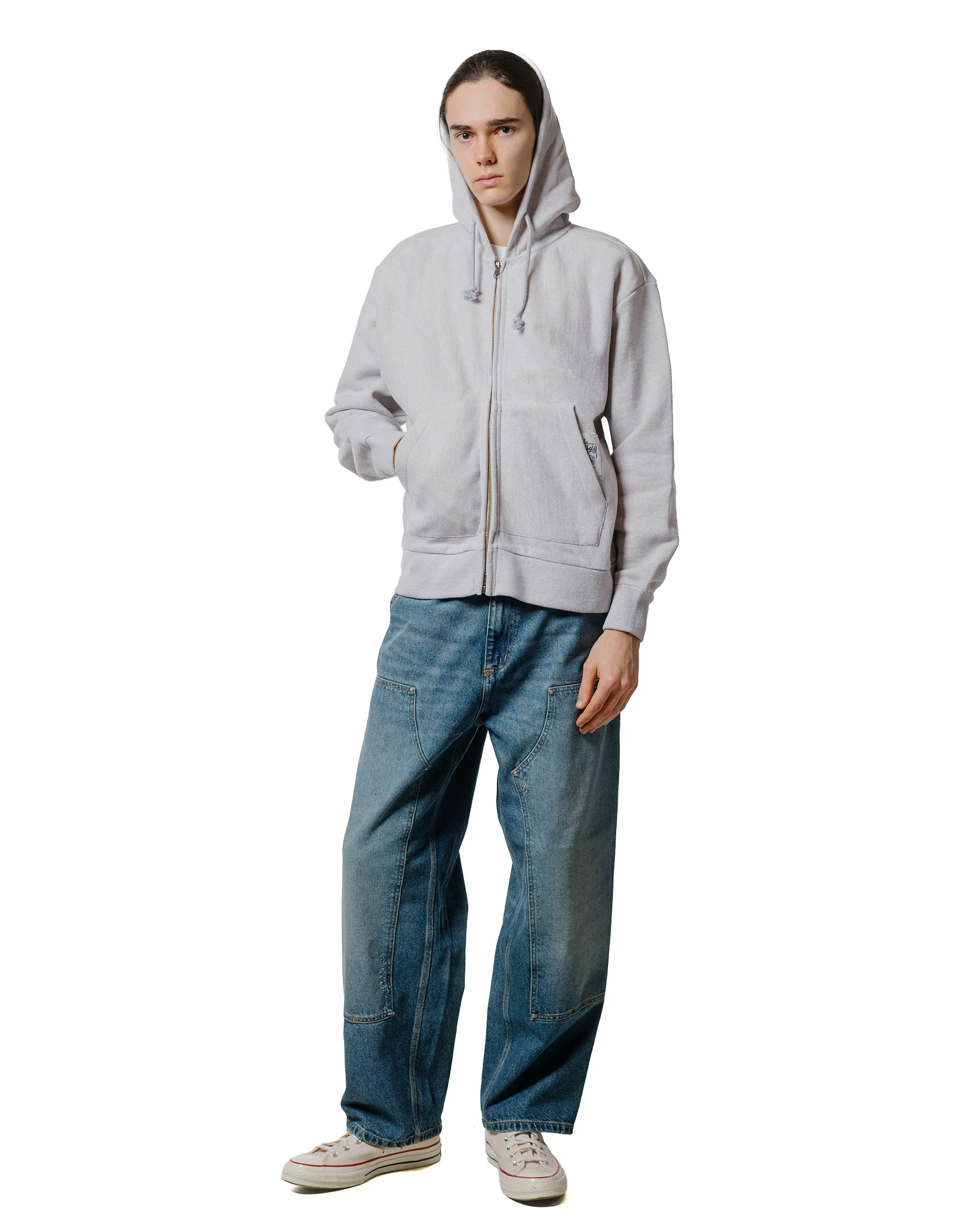 Stüssy Brass Zip Knit Hood Ash Heather - Image 4