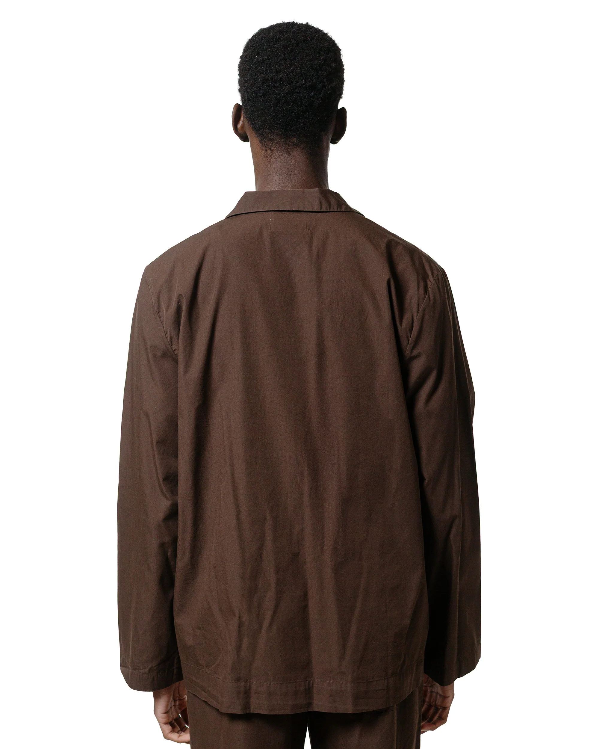 Tekla Poplin Pyjama Shirt Coffee - Image 3